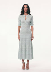 Lipsy Crochet Fit and Flare Midi Dress In Green