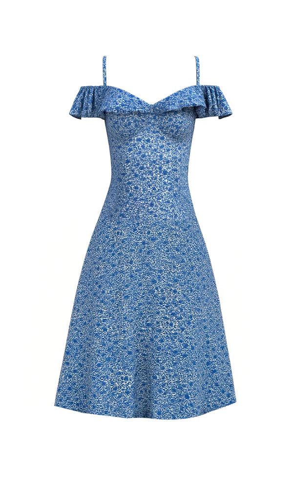 Floral Ruffle Off Shoulder Midi Dress