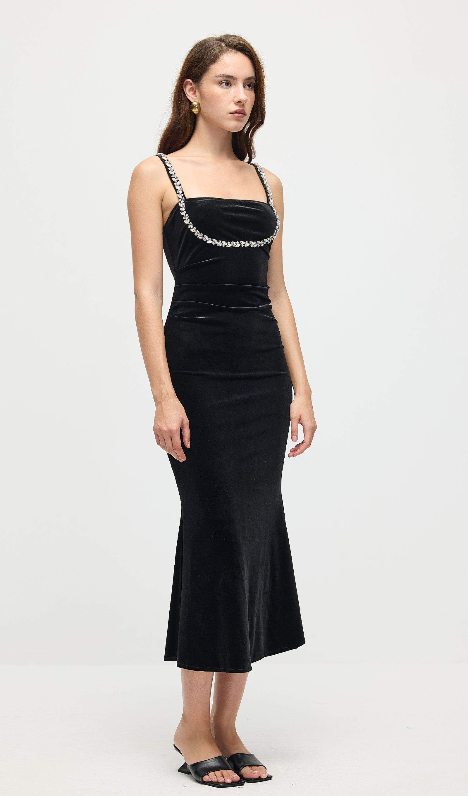 Midikleid in A-Linie mit Blumenmuster und Laternenärmeln