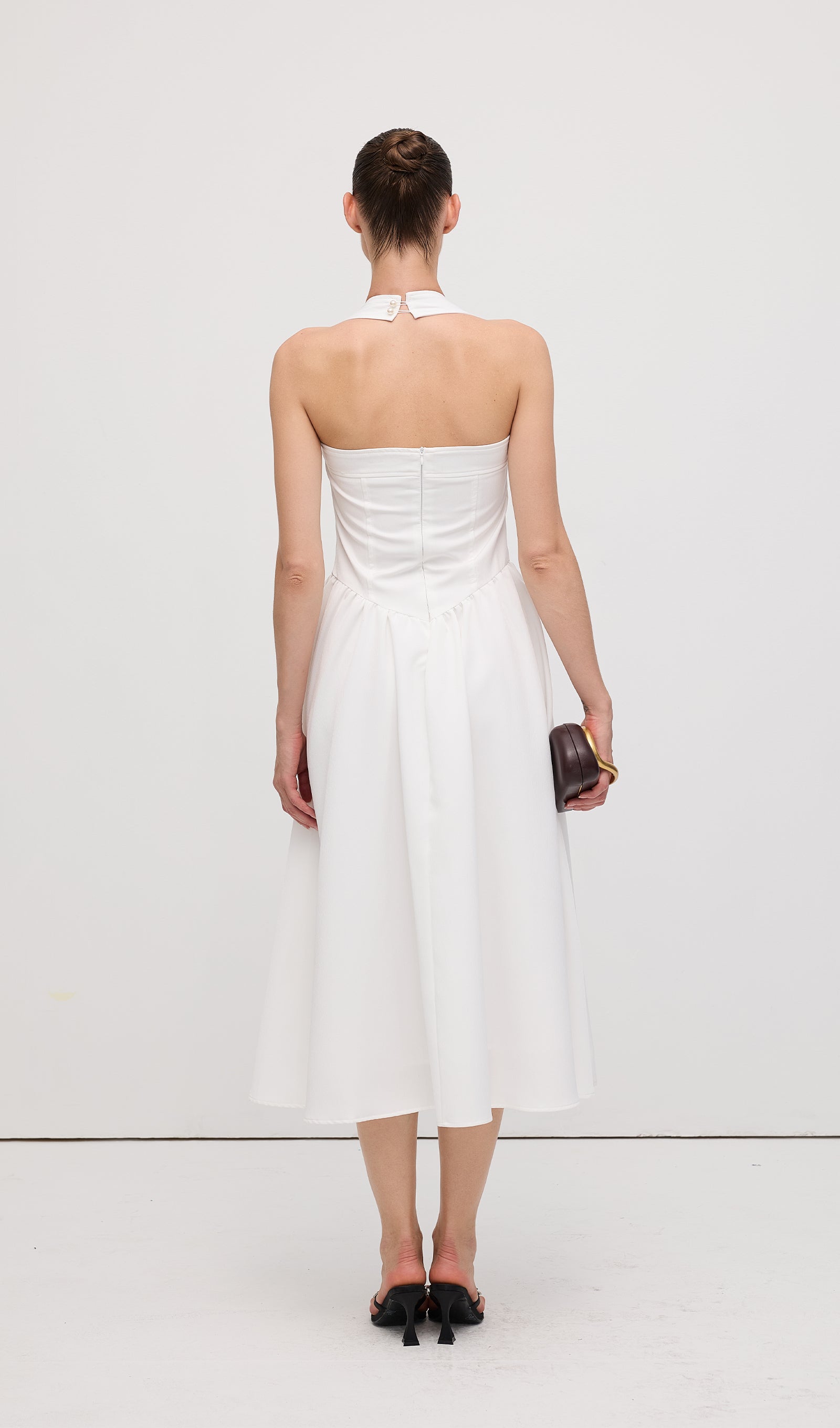 Midikleid in A-Linie mit Blumenmuster und Laternenärmeln