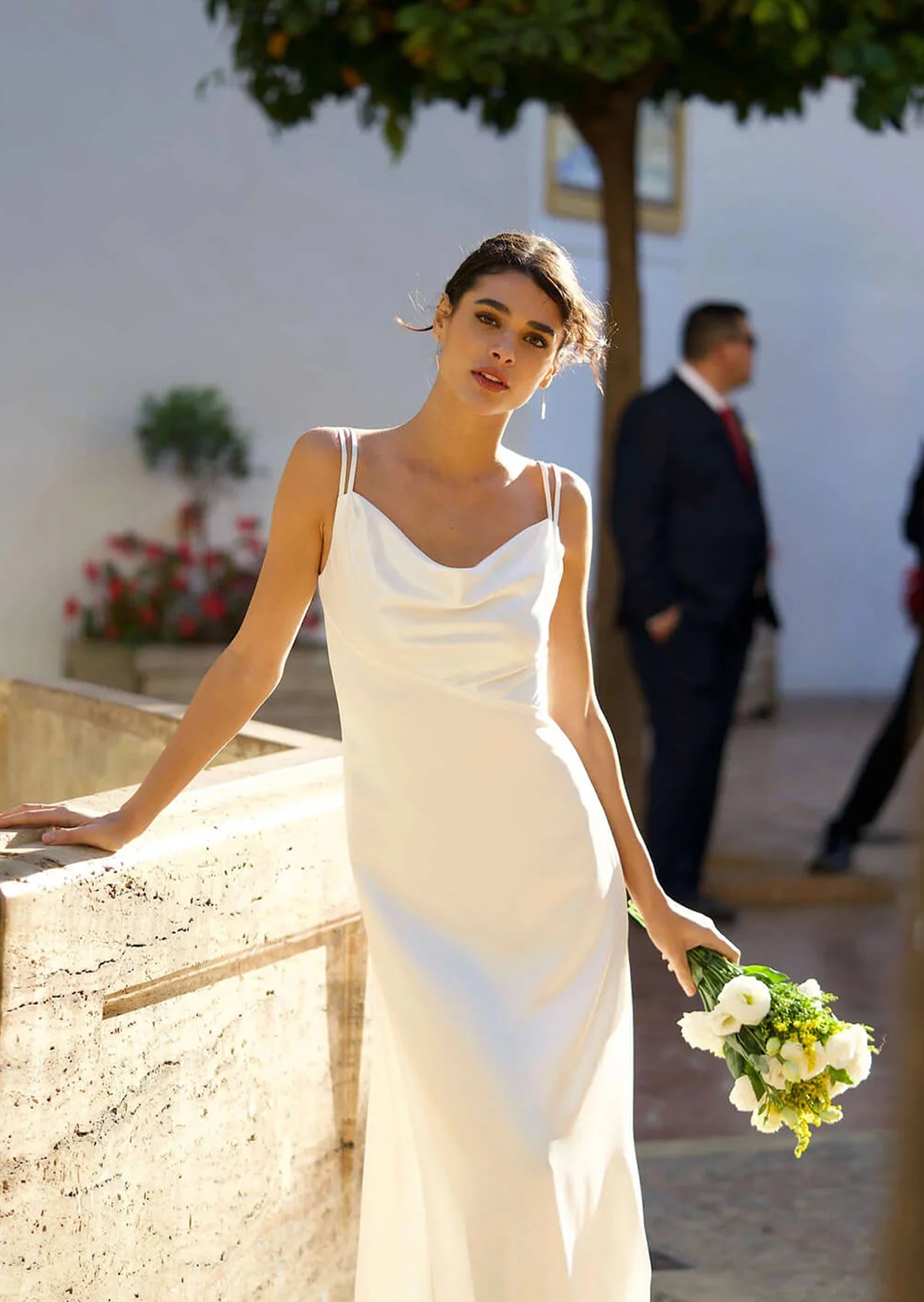 Satin Cowl-Neck Maxi Dress