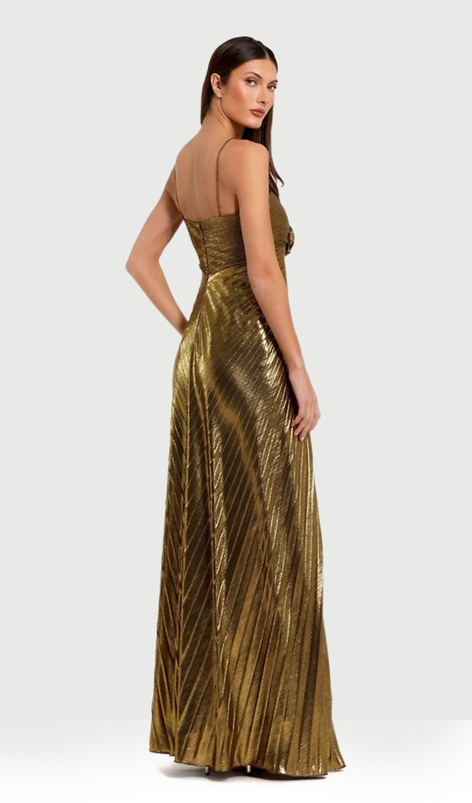Noor Elegance Metallic Gown With 3D Flower