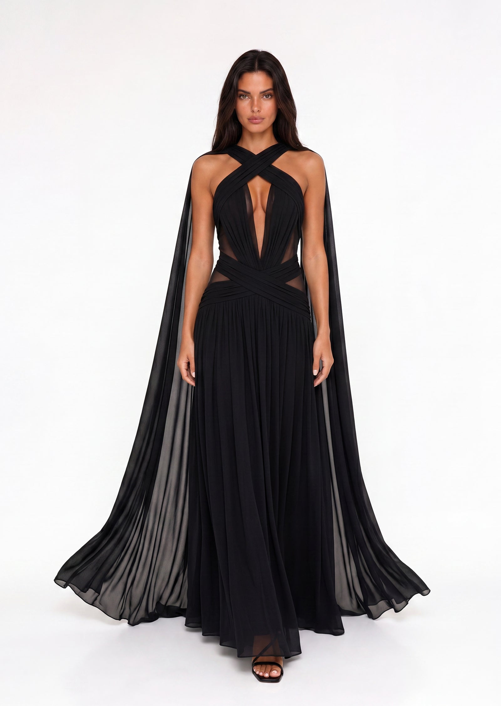 Aase Open Back Ribbon Maxi Dress In Black