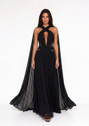 Aase Open Back Ribbon Maxi Dress In Black