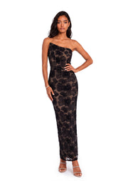 Yahir Strapless Lace Maxi Dress In Black