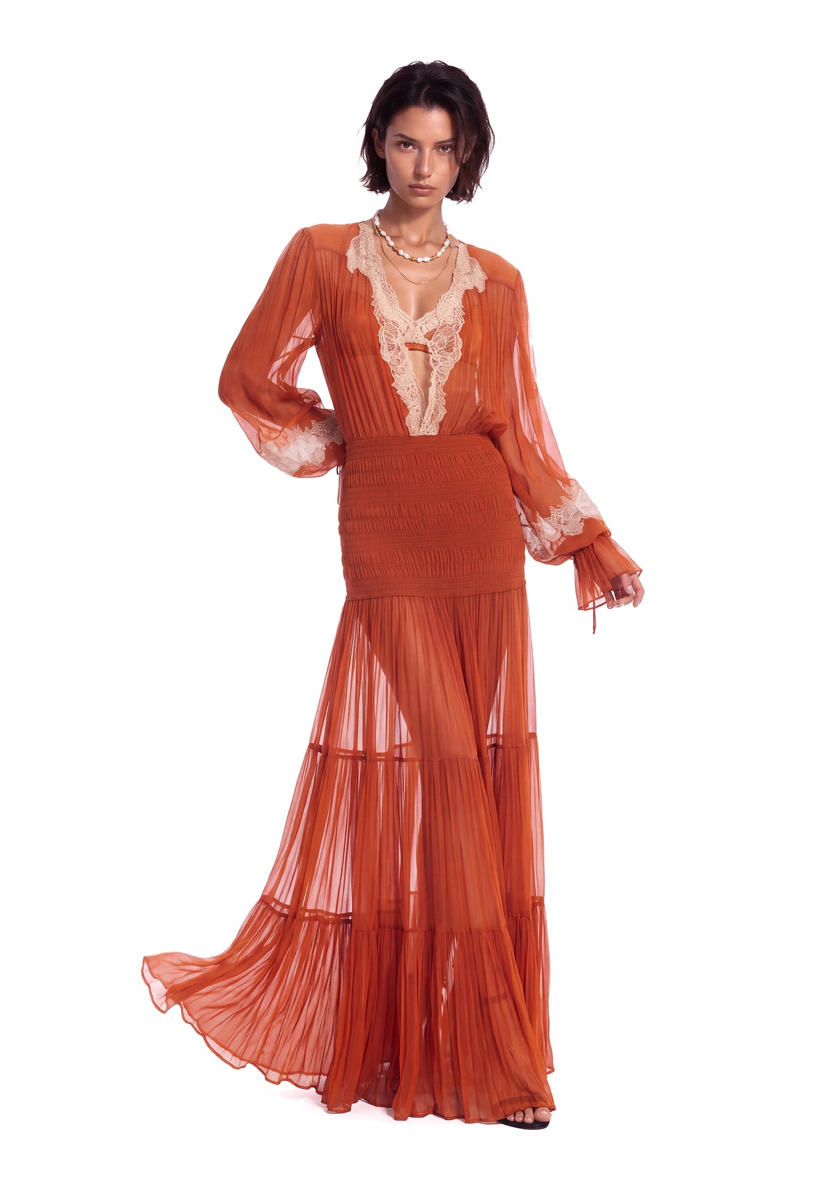 Macario Long Sleeve Lace Maxi Dress