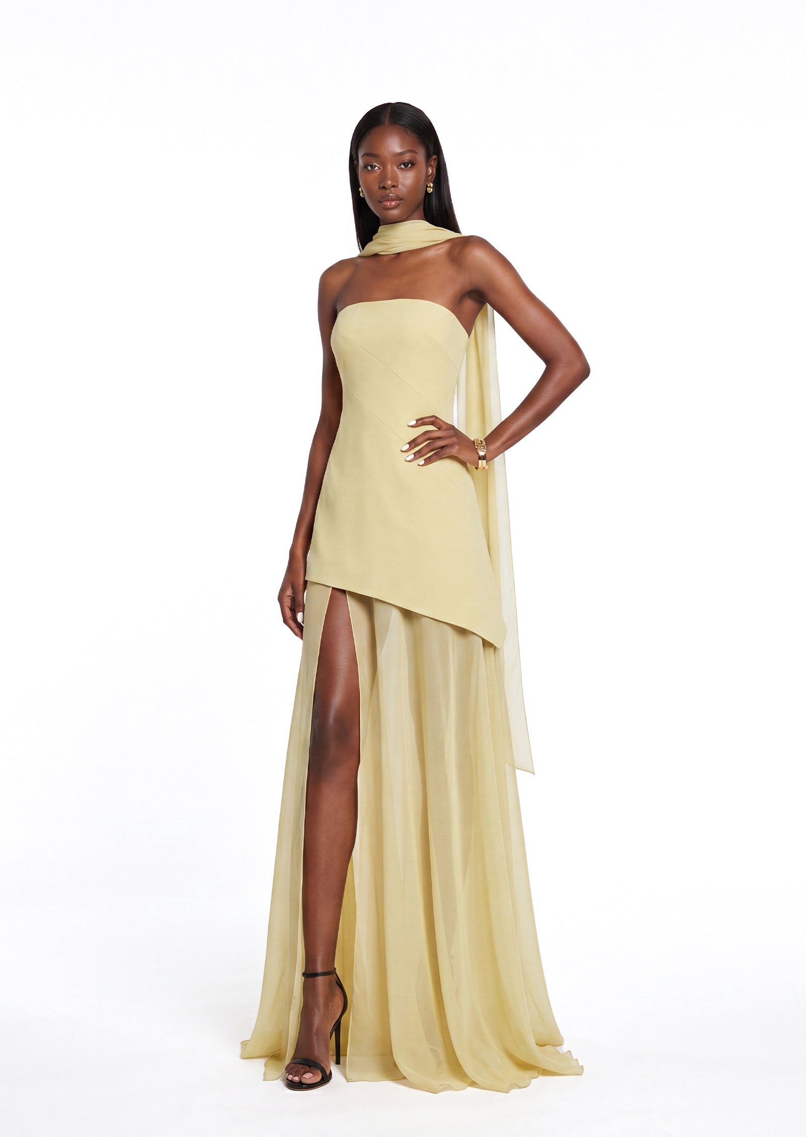 Midikleid in A-Linie mit Blumenmuster und Laternenärmeln