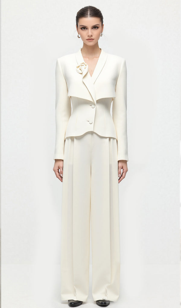 Flower Blazer & Trousers Two-Piece Set