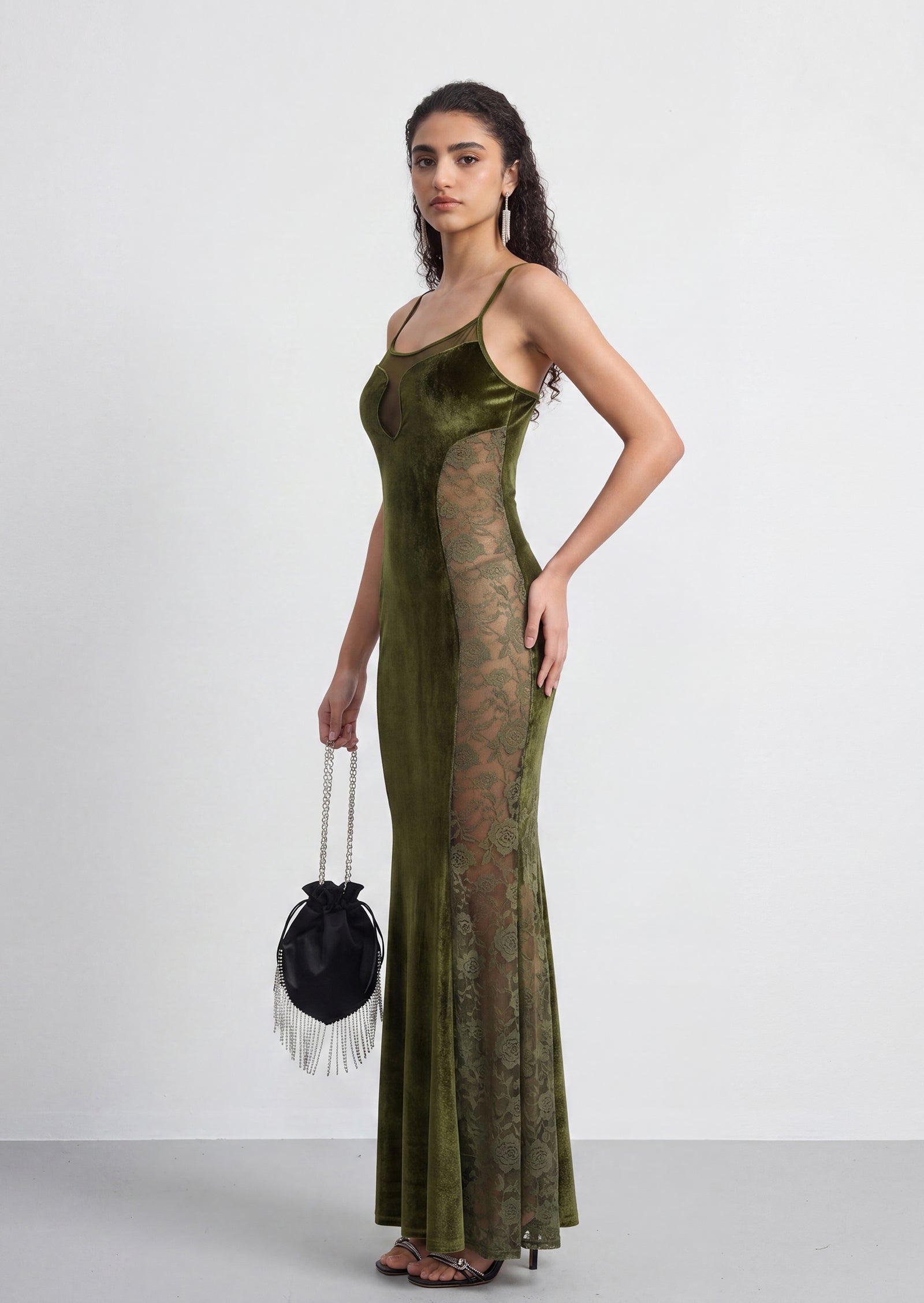 Midikleid in A-Linie mit Blumenmuster und Laternenärmeln