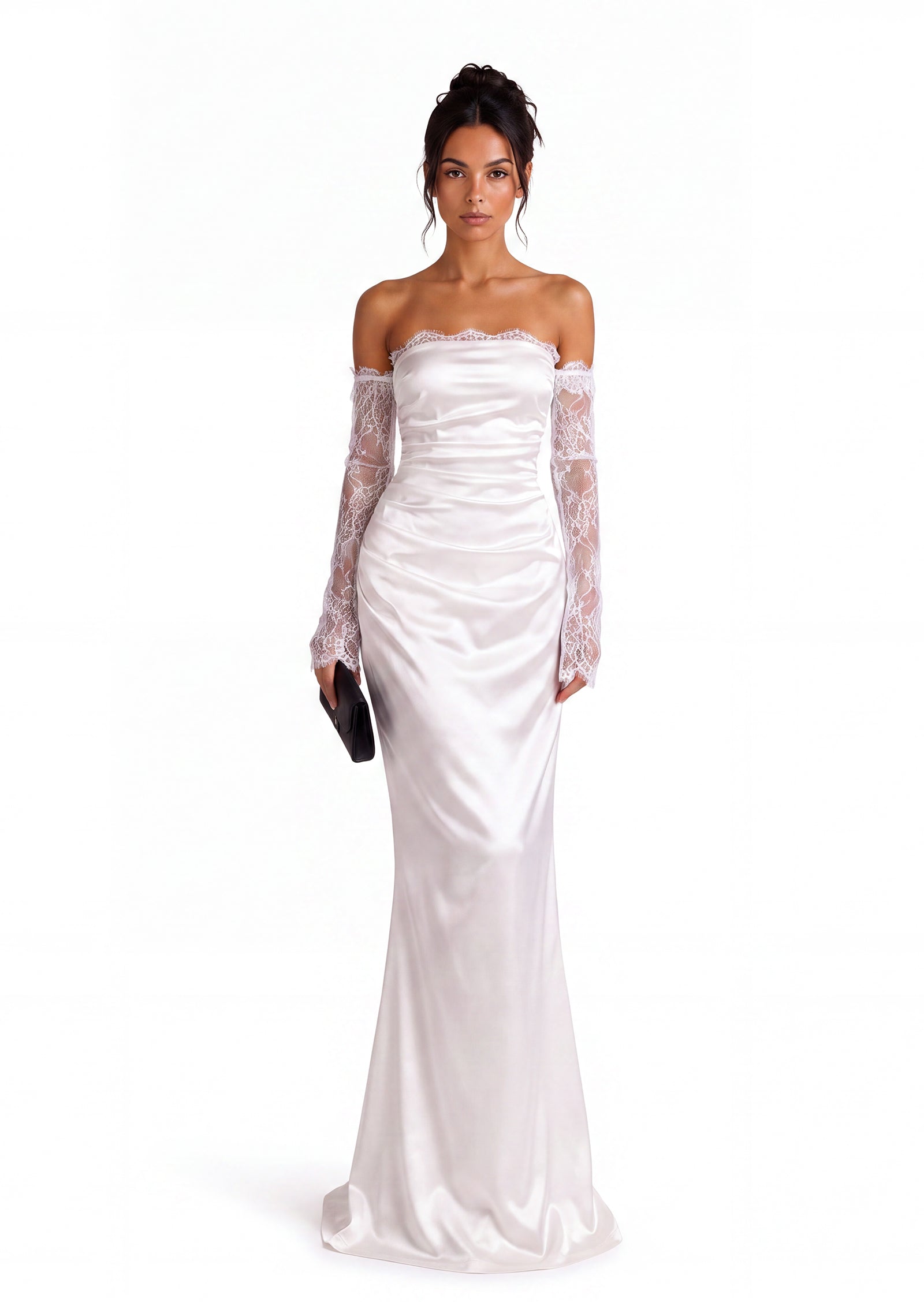 Naiya Satin Strapless Sleeveless Maxi Dress