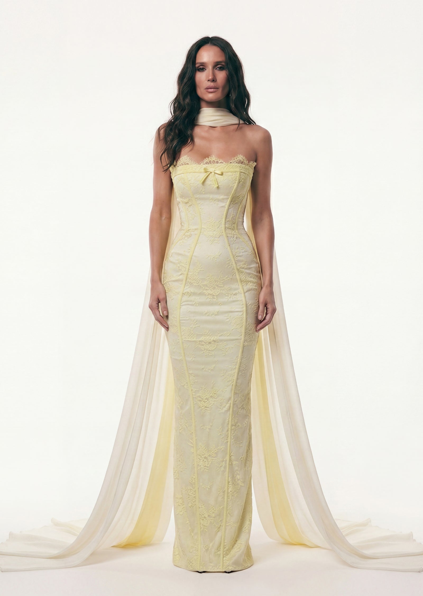 Midikleid in A-Linie mit Blumenmuster und Laternenärmeln