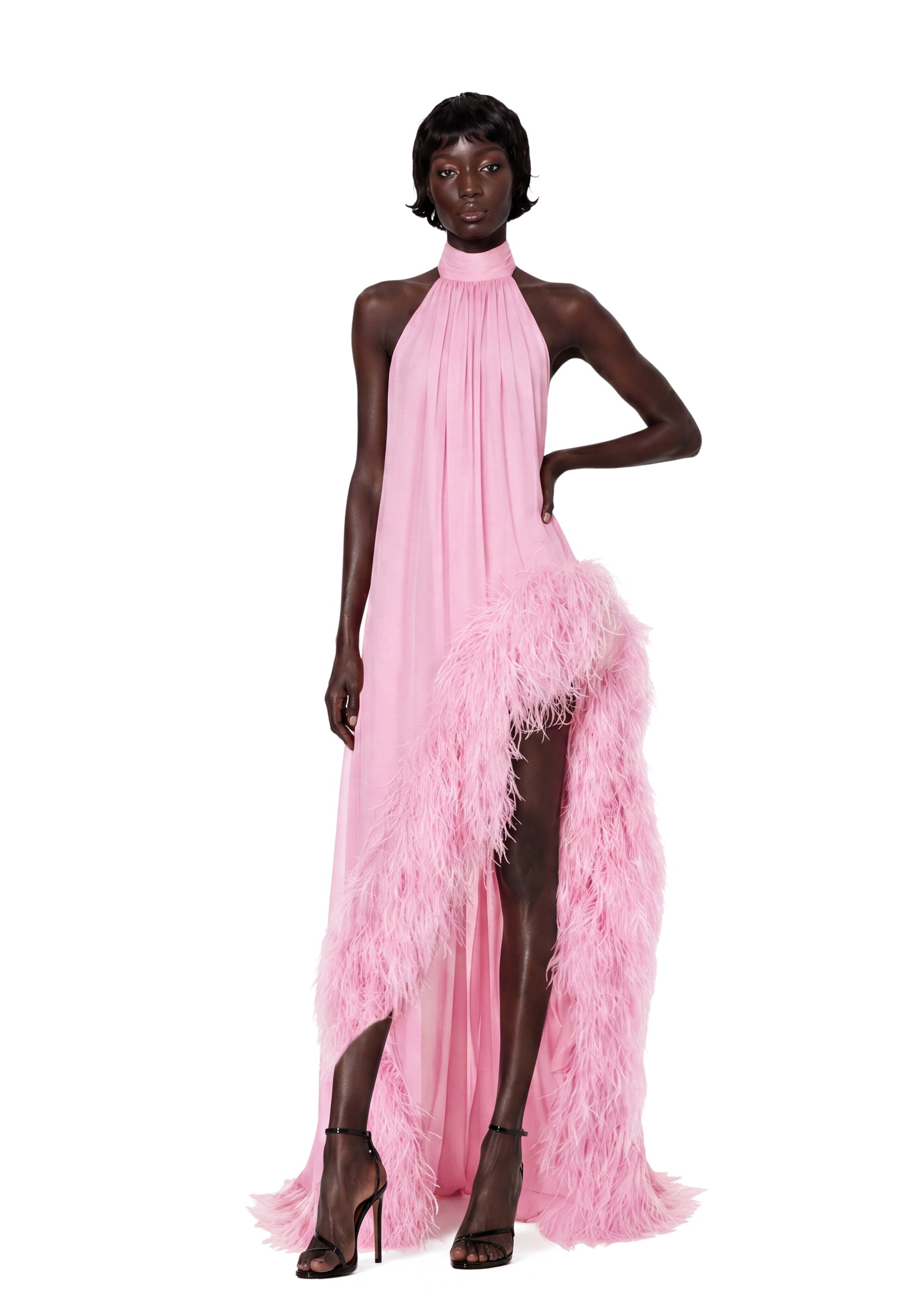 Leola Halter Neck Sleeveless Maxi Dress In Pink