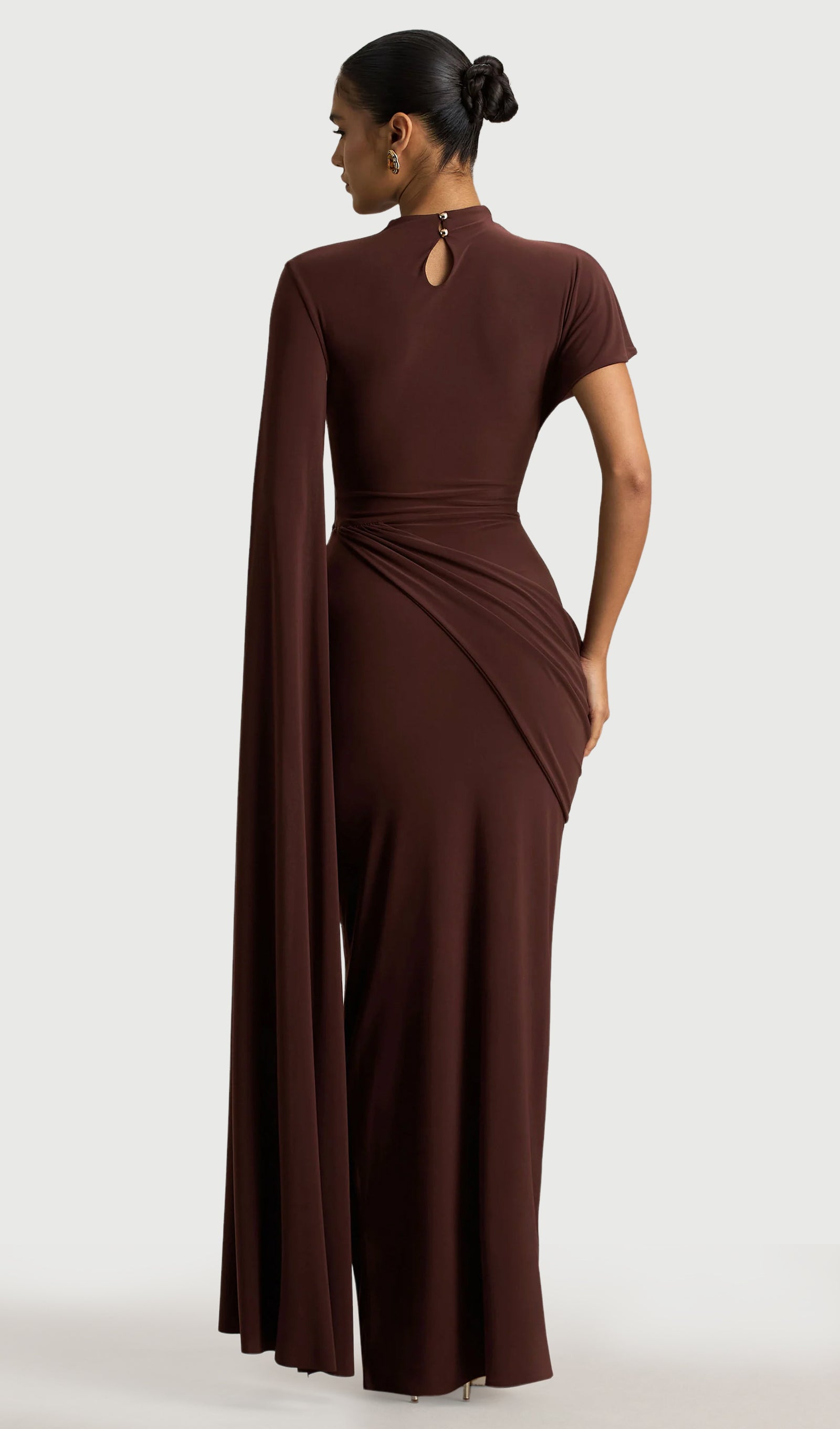 High-Neck Maxi With Long Cape Sleeve