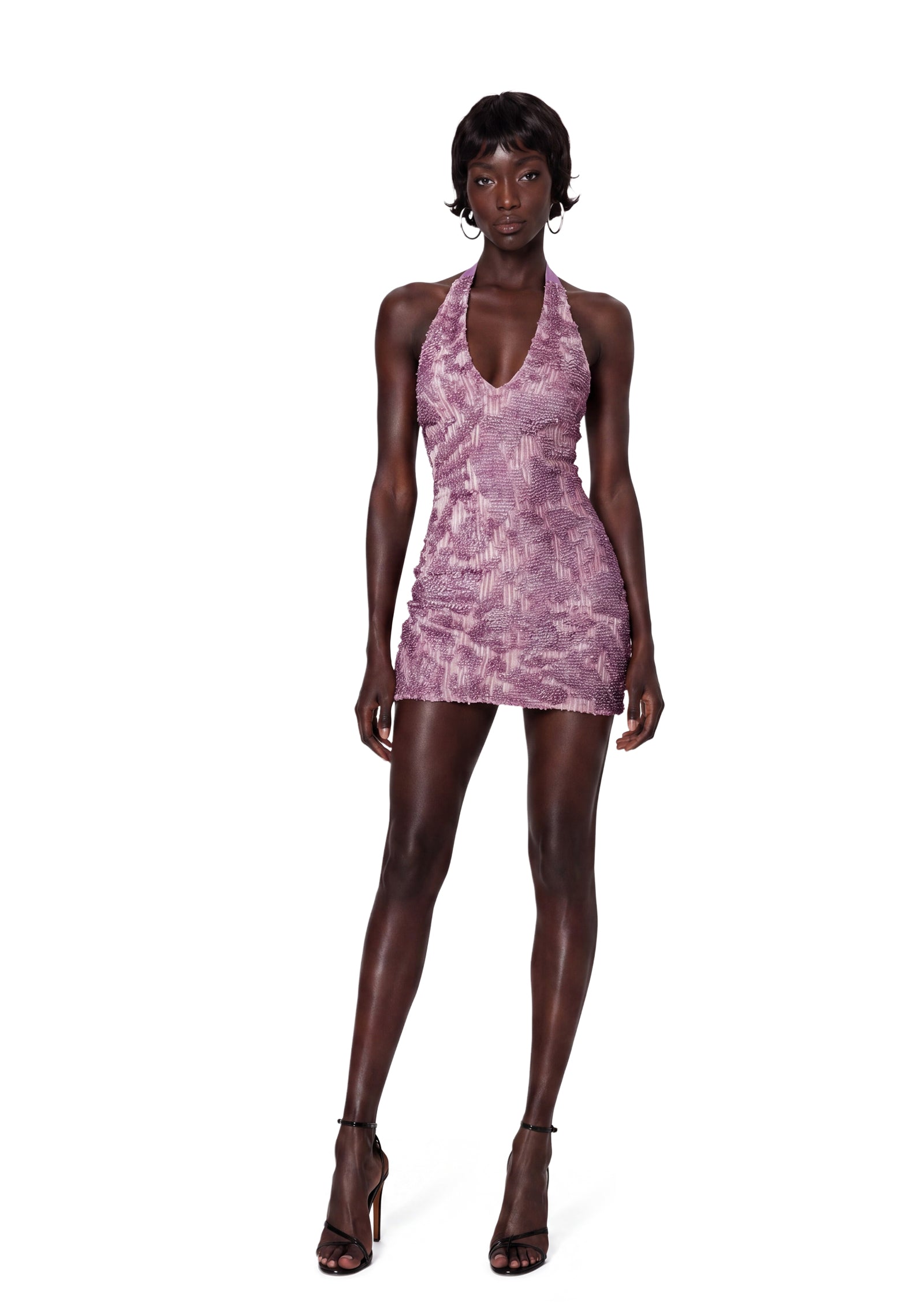 Diata Sleeveless Halter Neck Sequined Mini Dress