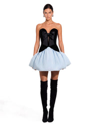Midikleid in A-Linie mit Blumenmuster und Laternenärmeln