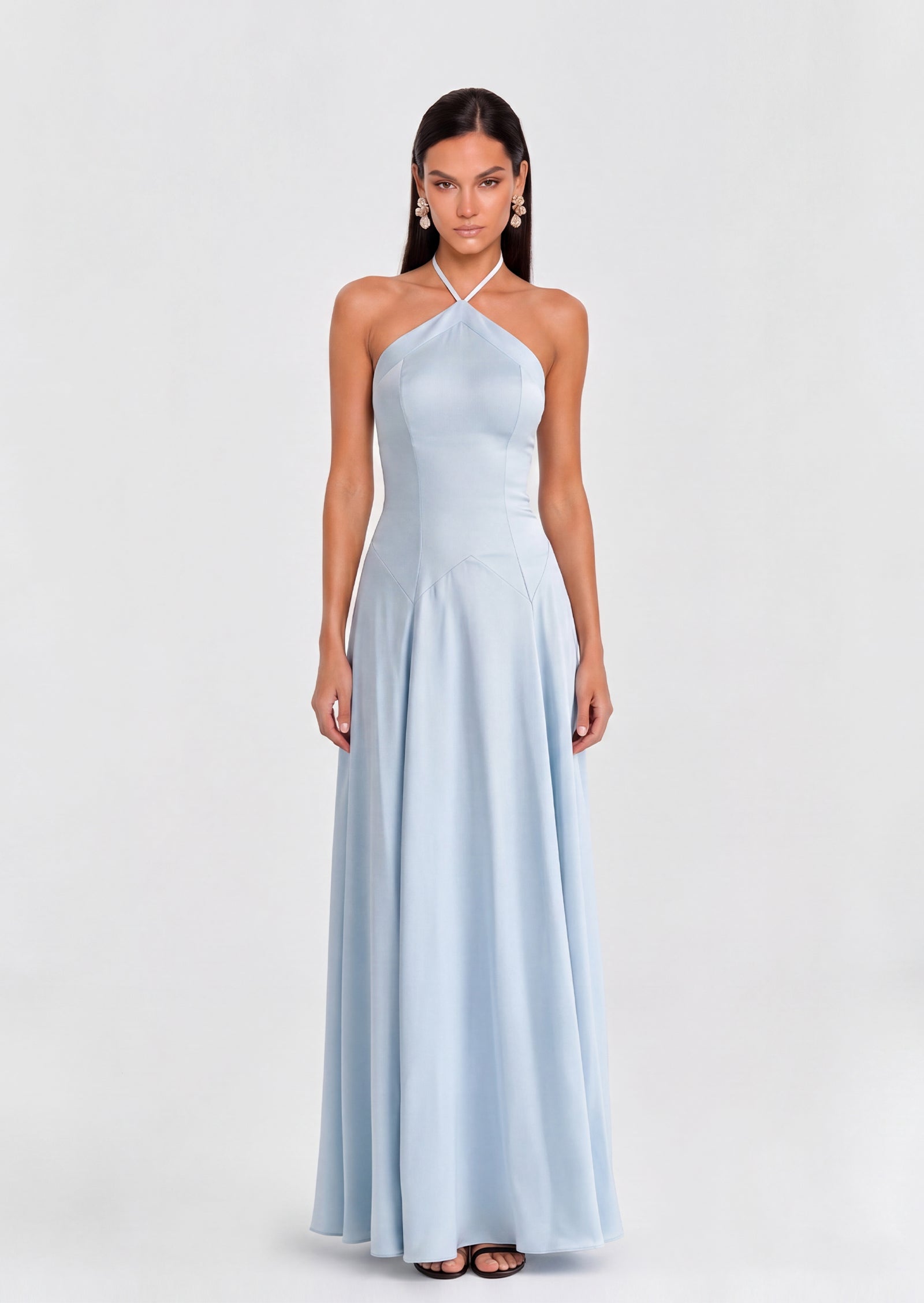 Midikleid in A-Linie mit Blumenmuster und Laternenärmeln