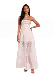 Xhosa V Neck Lace Midi Dress In White