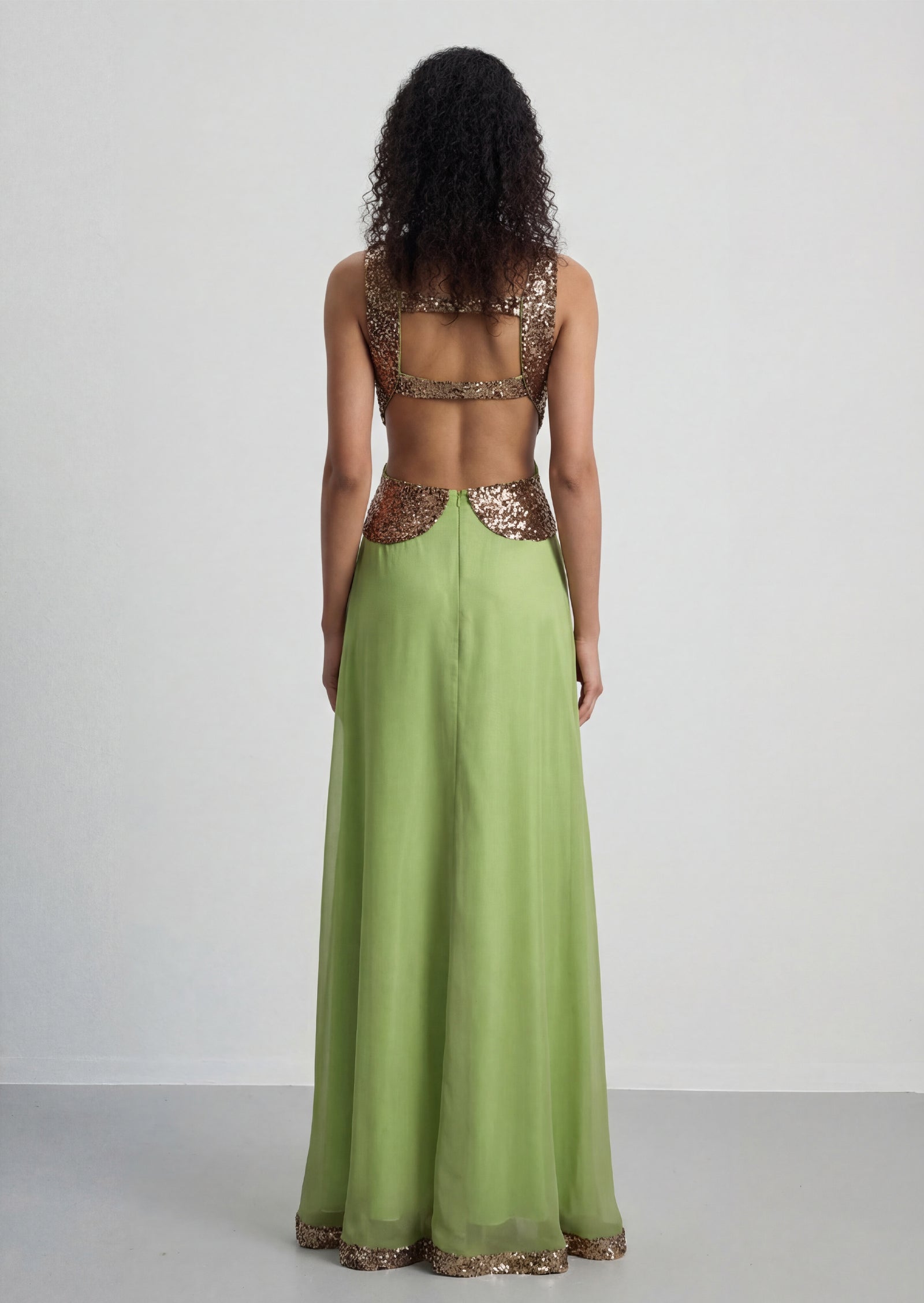 Melisa Pleated Cut Out Sequin Maxi Dress