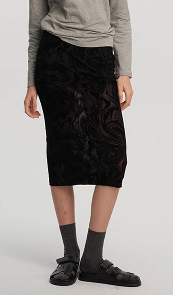 Pattern Texture Midi Skirt