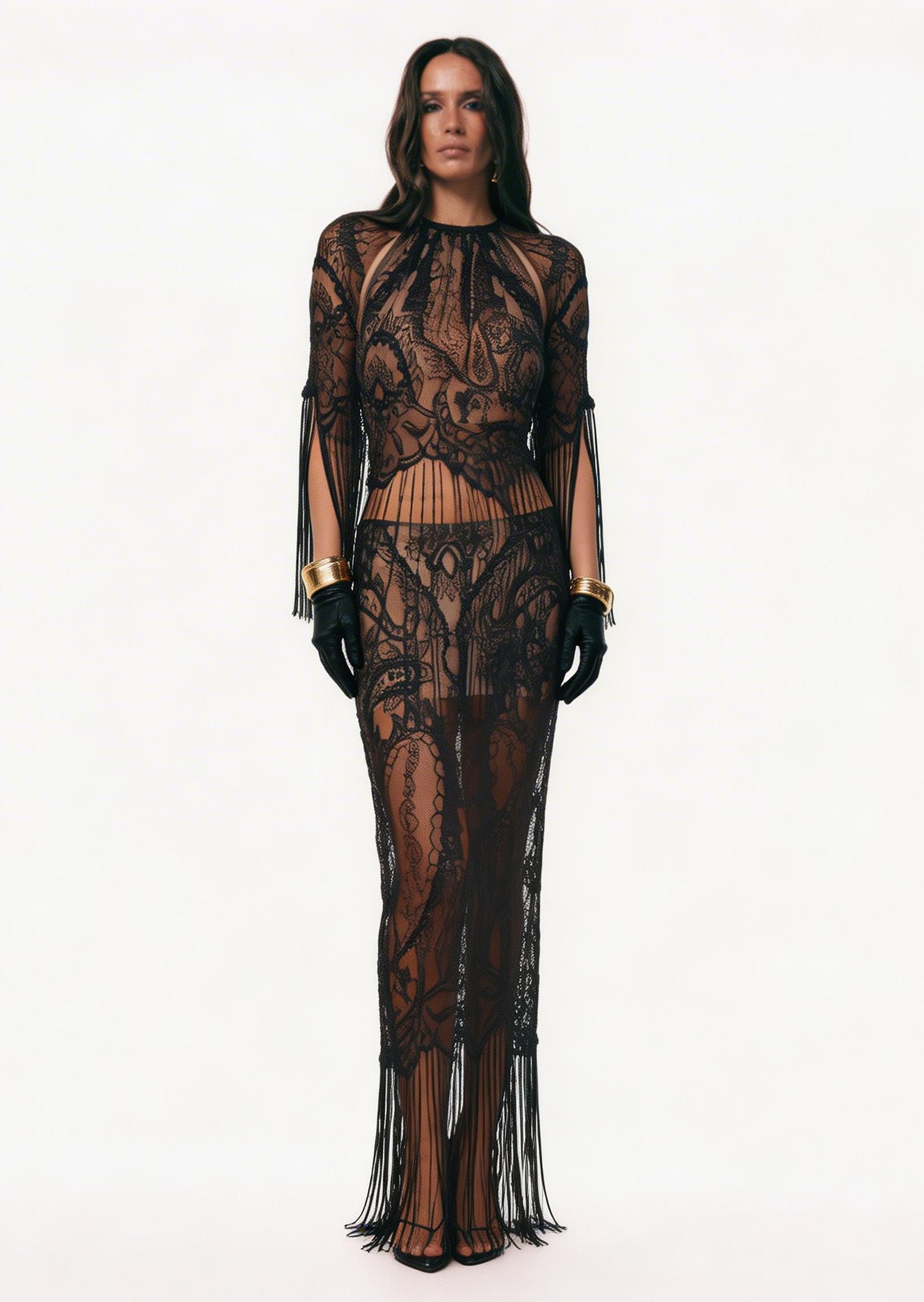 Pora Lace Two Piece Set In Black