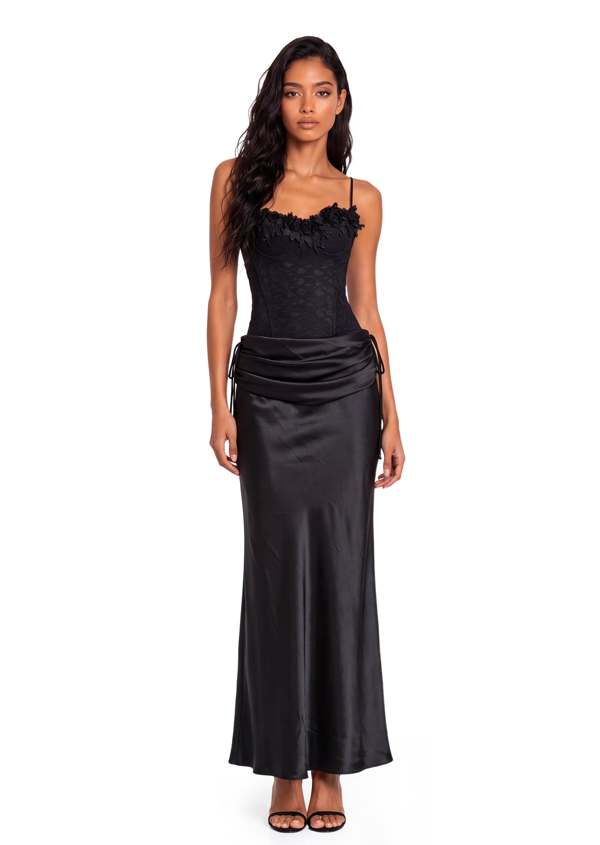 Midikleid in A-Linie mit Blumenmuster und Laternenärmeln