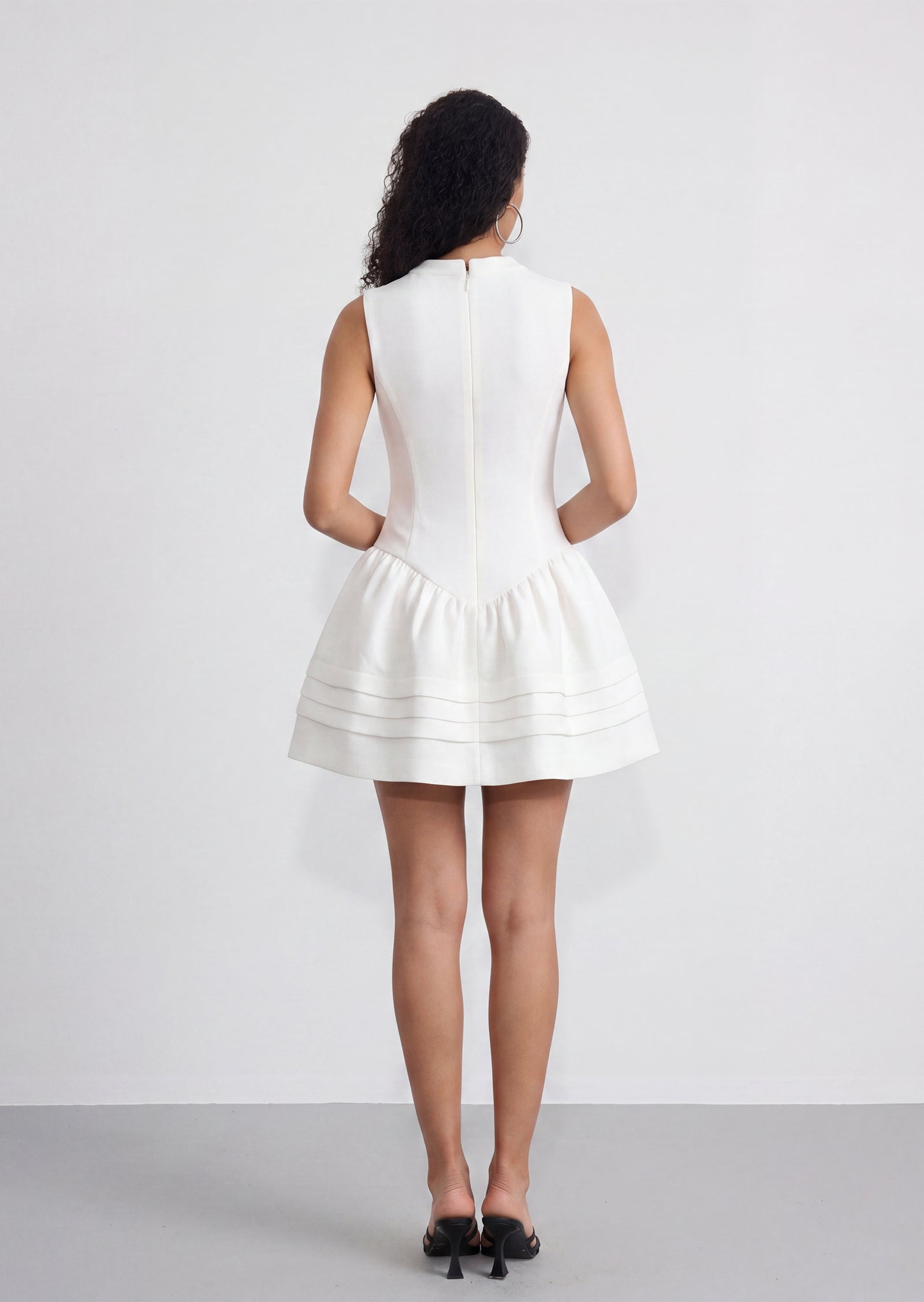 Laura Bow-Detailed Gathered Mini Dress