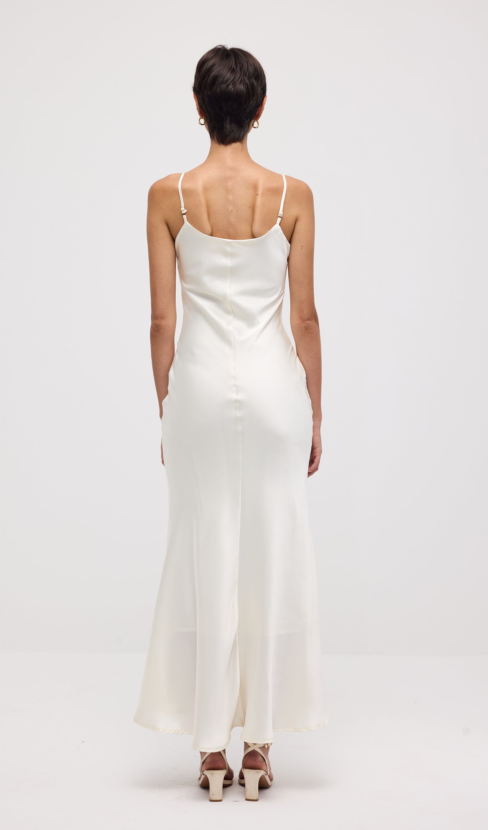Solid Satin Sleeveless Maxi Dress