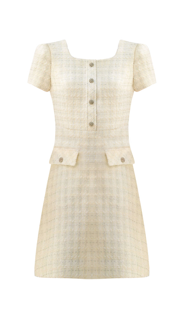 Tweed Square Neckline Mini Dress