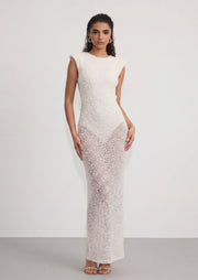 Cambya Sequined Maxi Dress In White