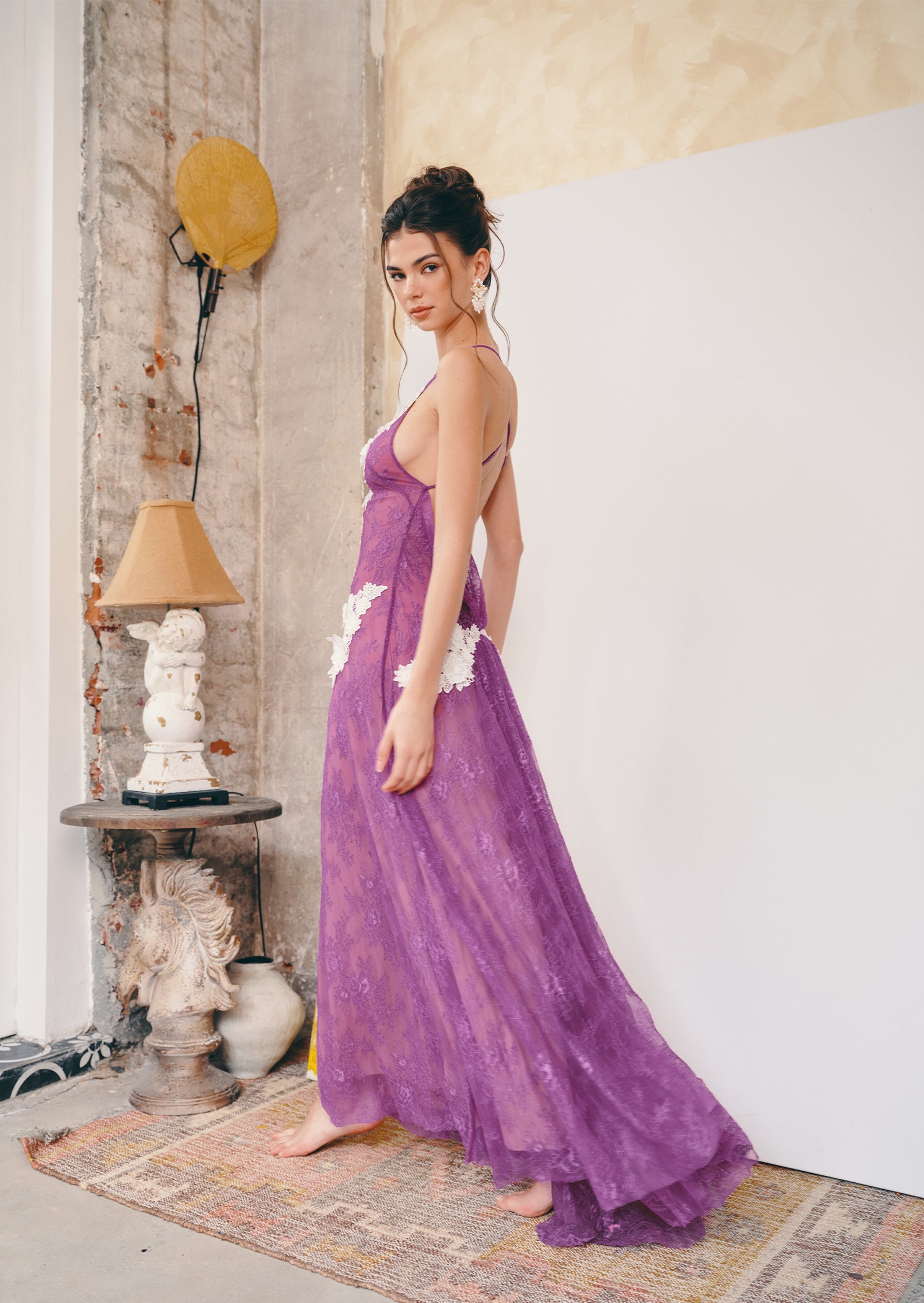 Midikleid in A-Linie mit Blumenmuster und Laternenärmeln
