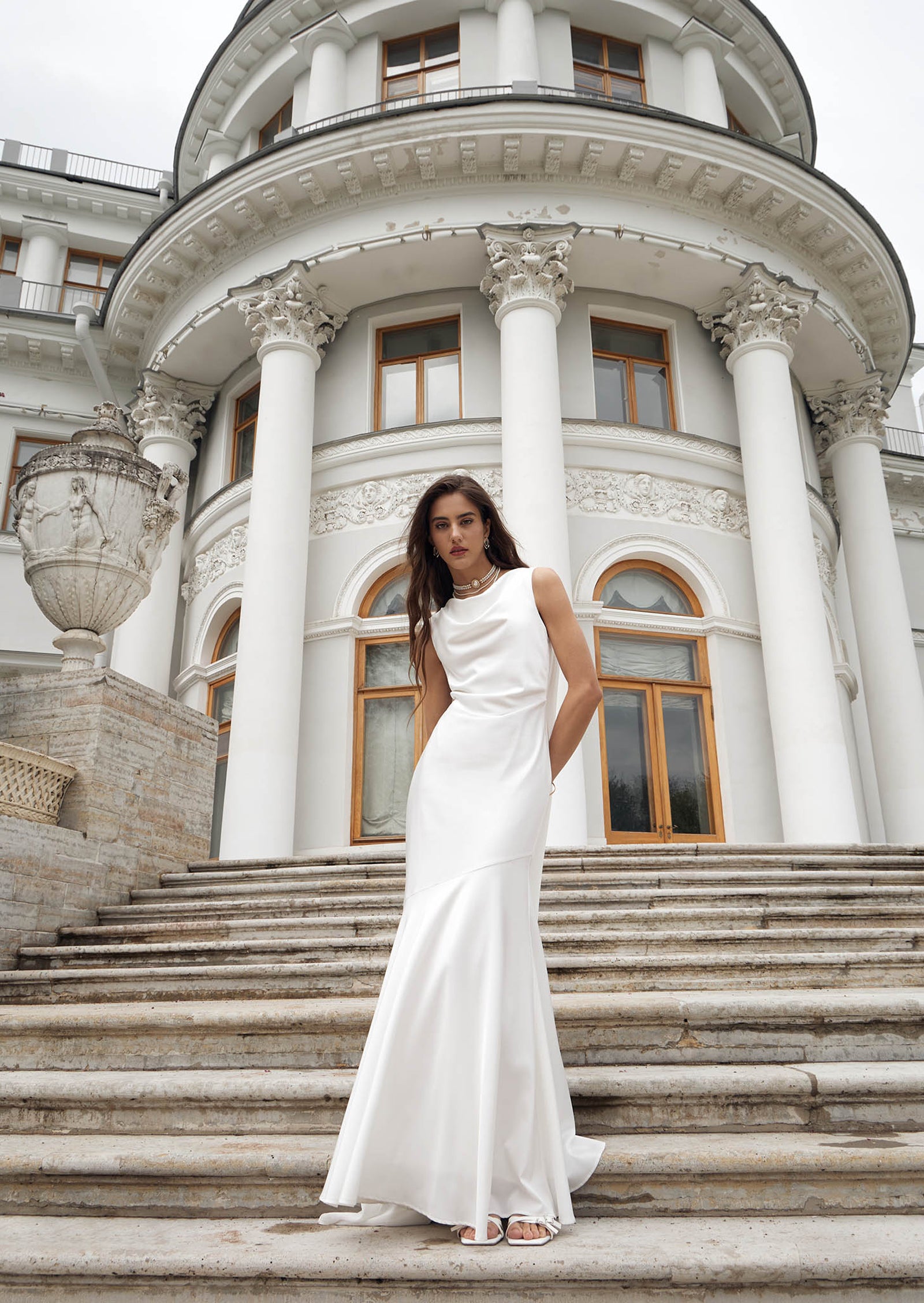 Solid Satin Flared Maxi Dress
