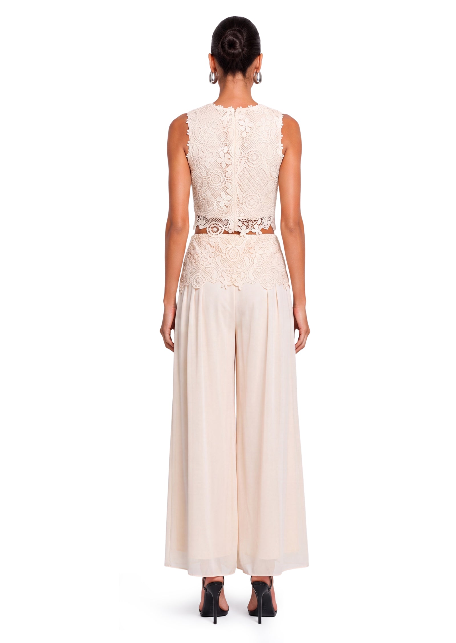 Midikleid in A-Linie mit Blumenmuster und Laternenärmeln