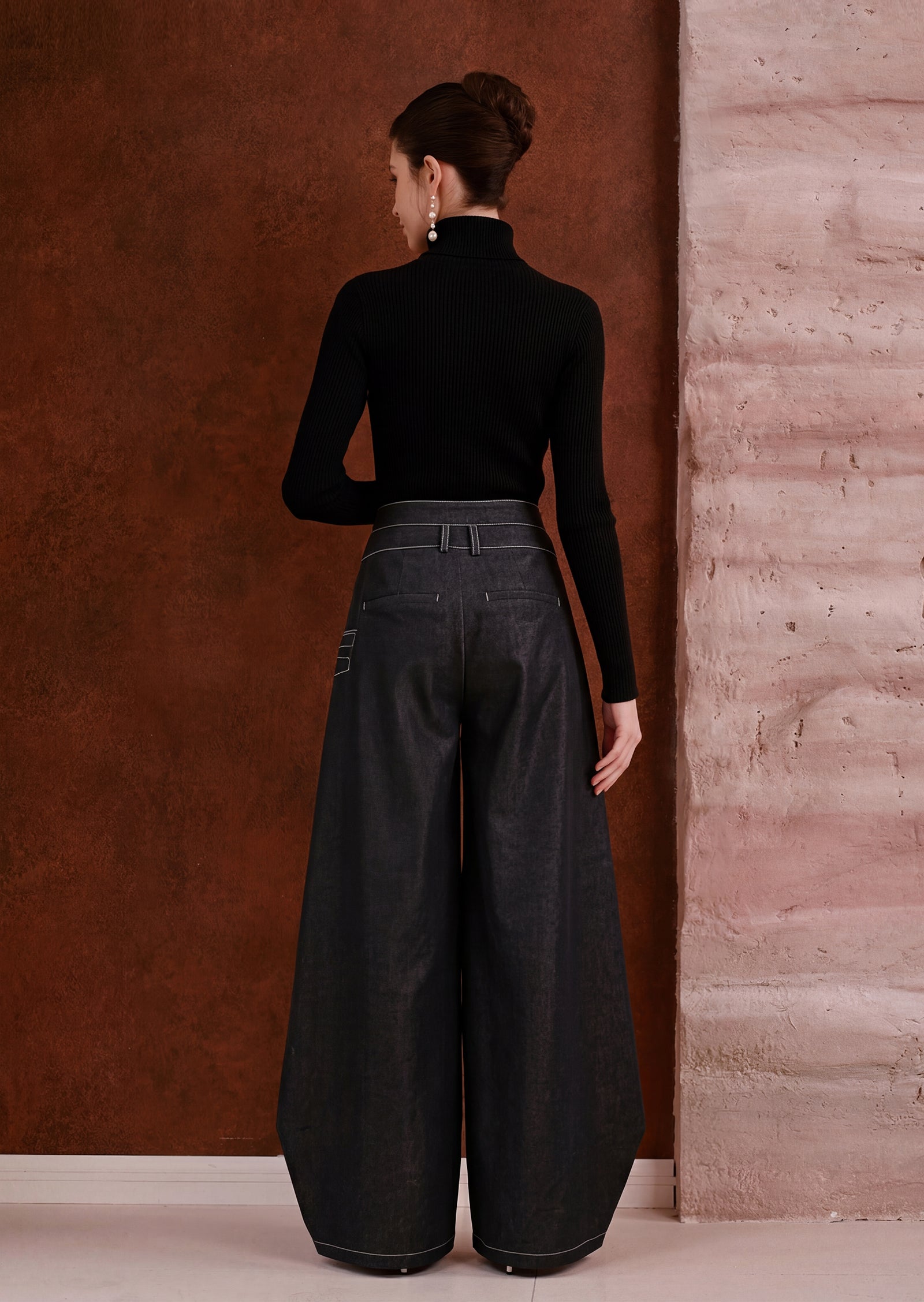 Norma Fake Two-Piece Wide-Leg Jeans