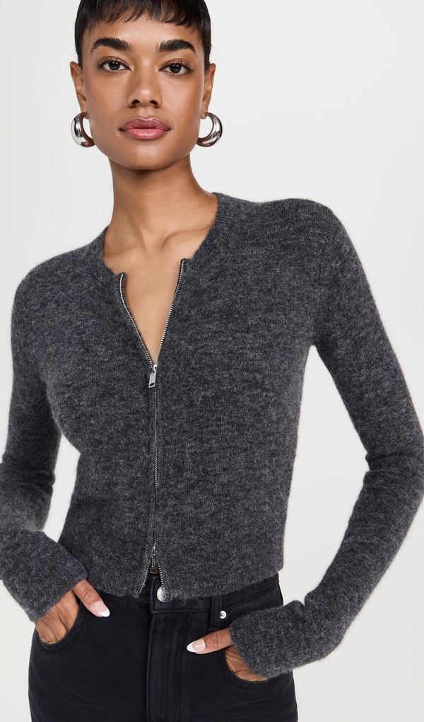 Wool Gray Cardigan Top