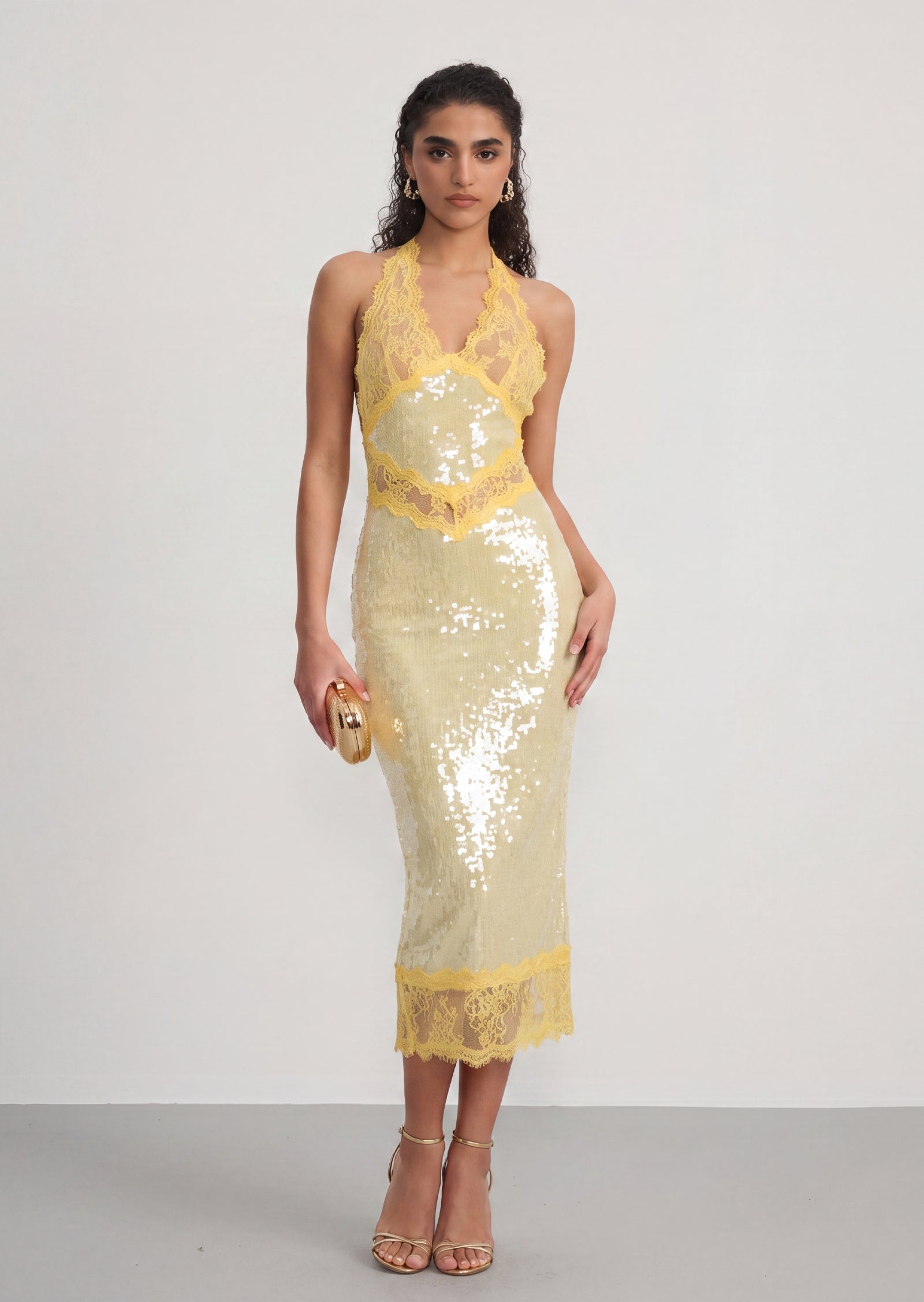 Midikleid in A-Linie mit Blumenmuster und Laternenärmeln