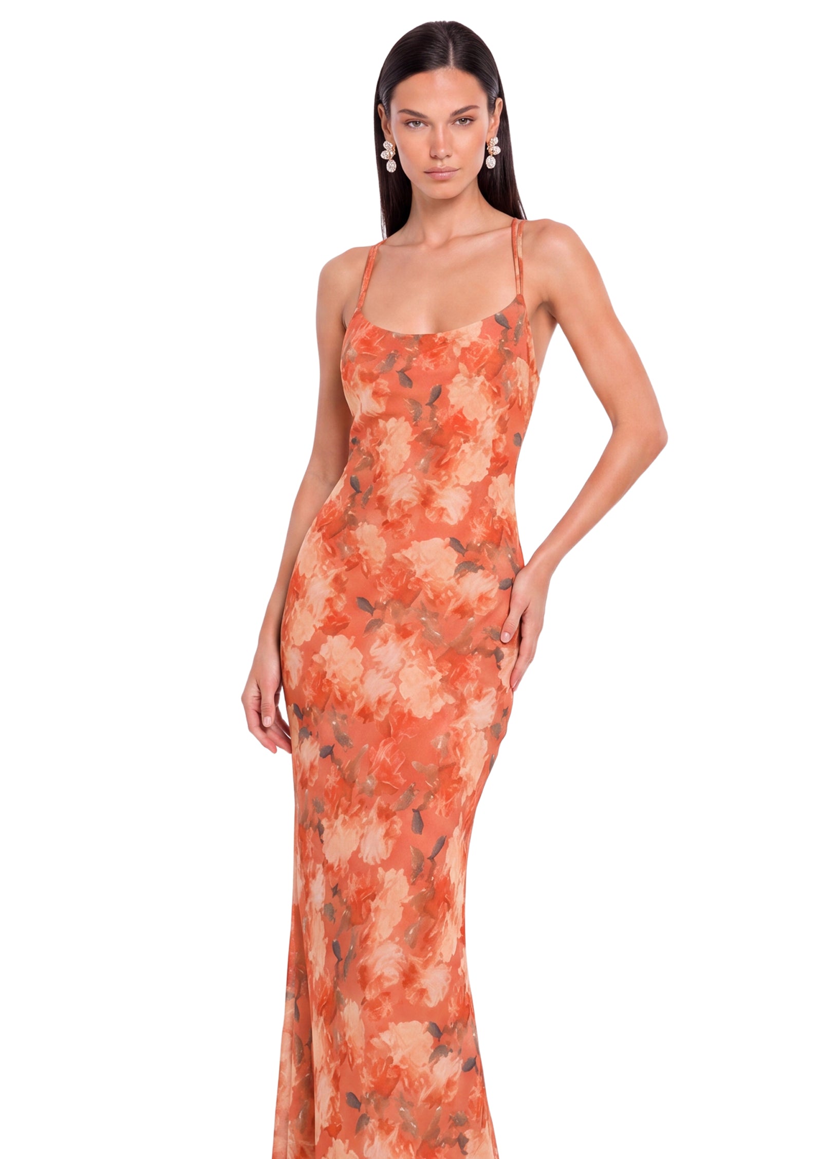 Yagil Open Back Printed Maxi Dress In Red