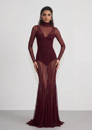 Midikleid in A-Linie mit Blumenmuster und Laternenärmeln