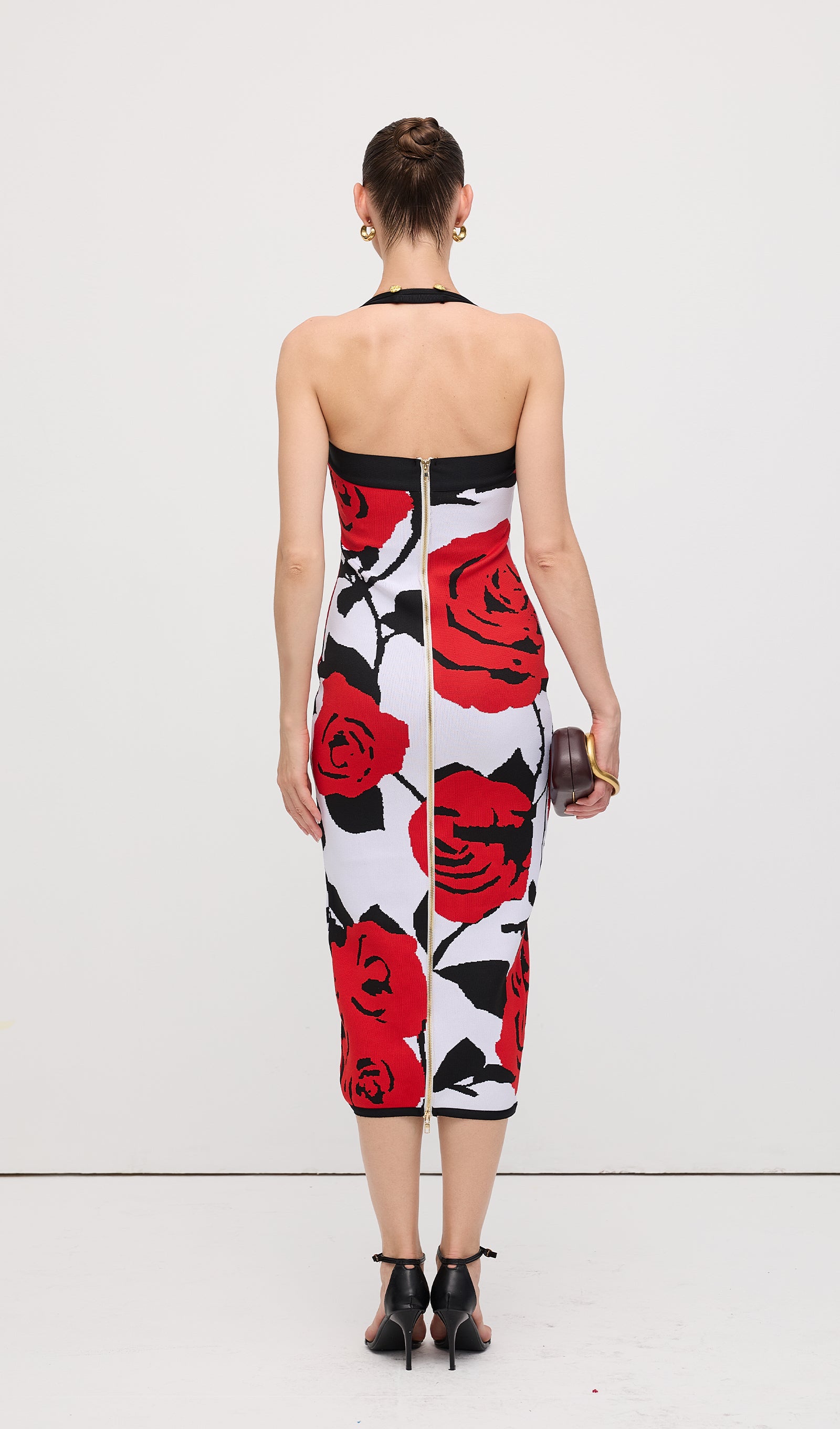 Floral Jacquard Knit Midi Dress