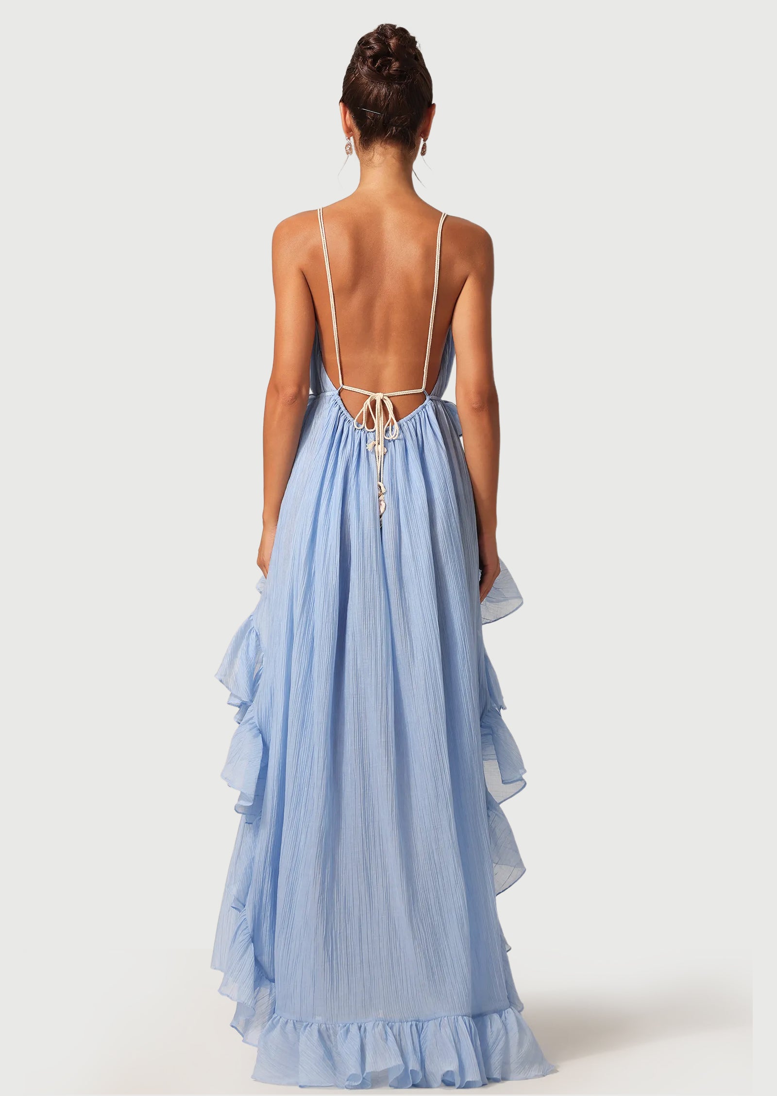 Midikleid in A-Linie mit Blumenmuster und Laternenärmeln