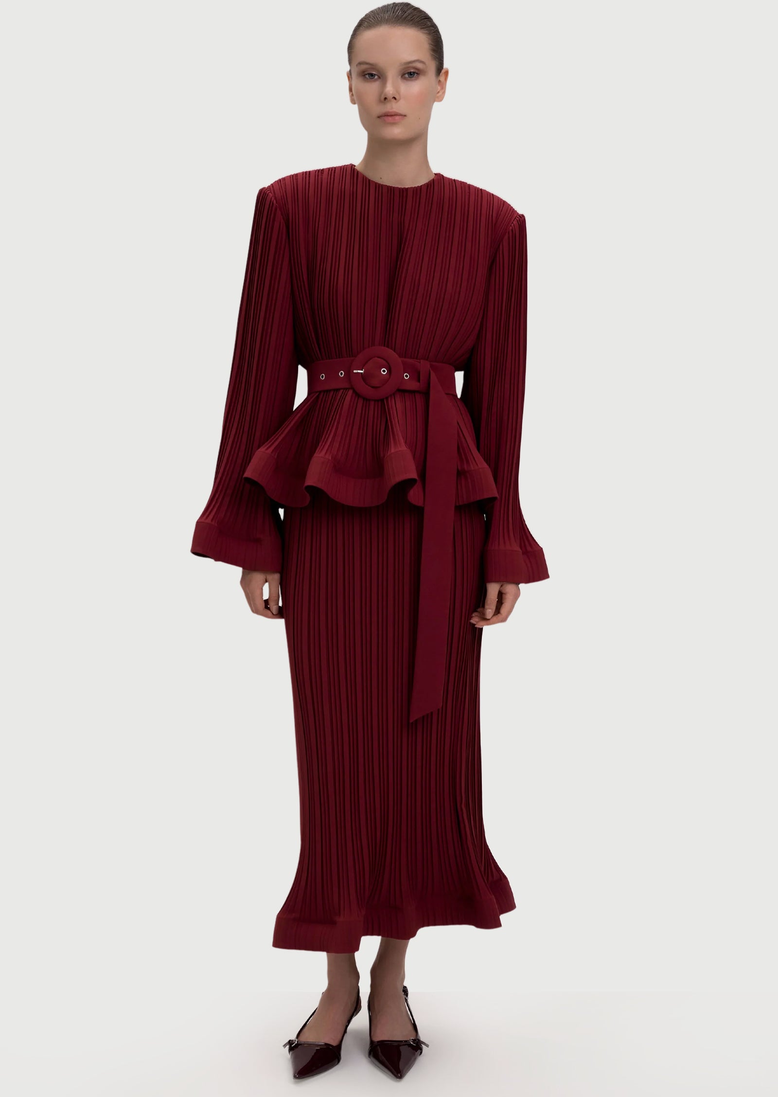Noor Elegance Pleated Top & Maxi Skirt Set
