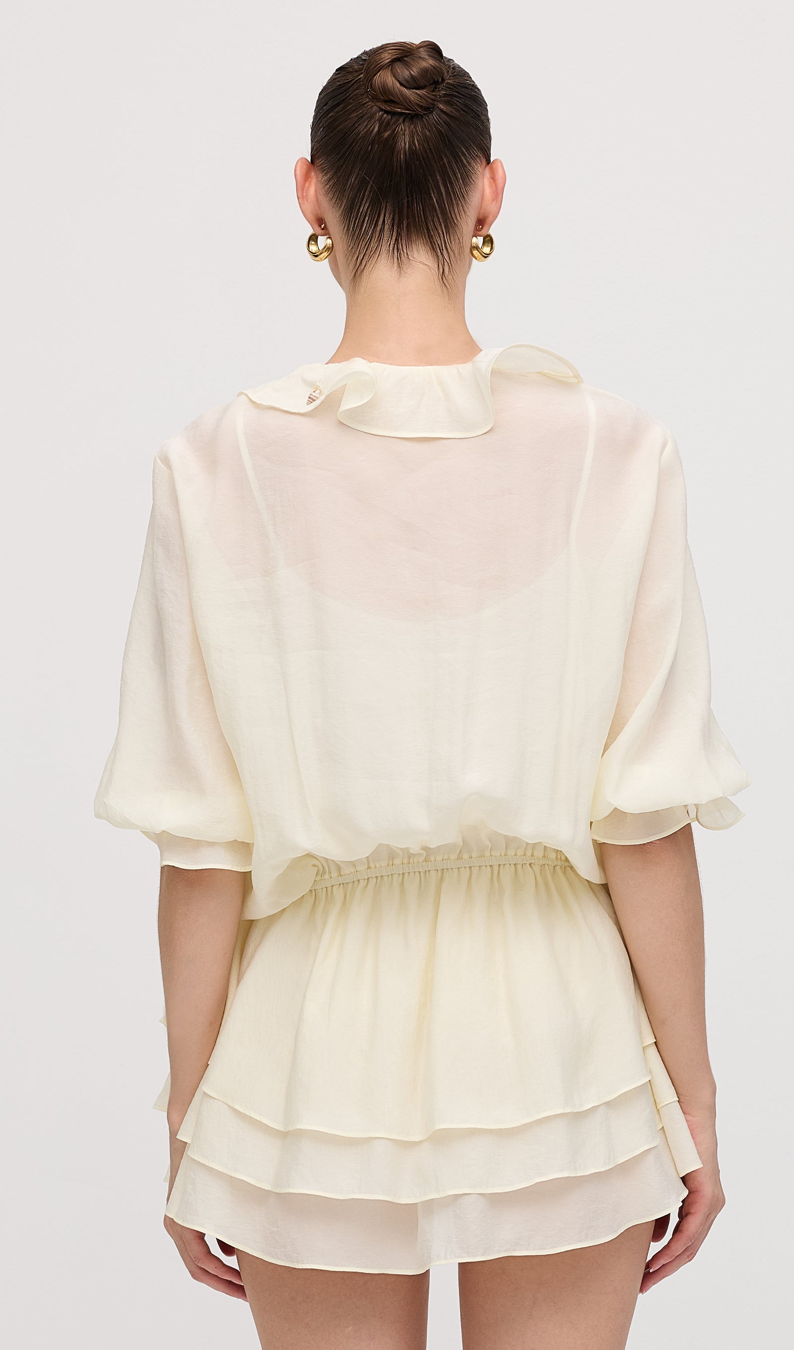 Midikleid in A-Linie mit Blumenmuster und Laternenärmeln