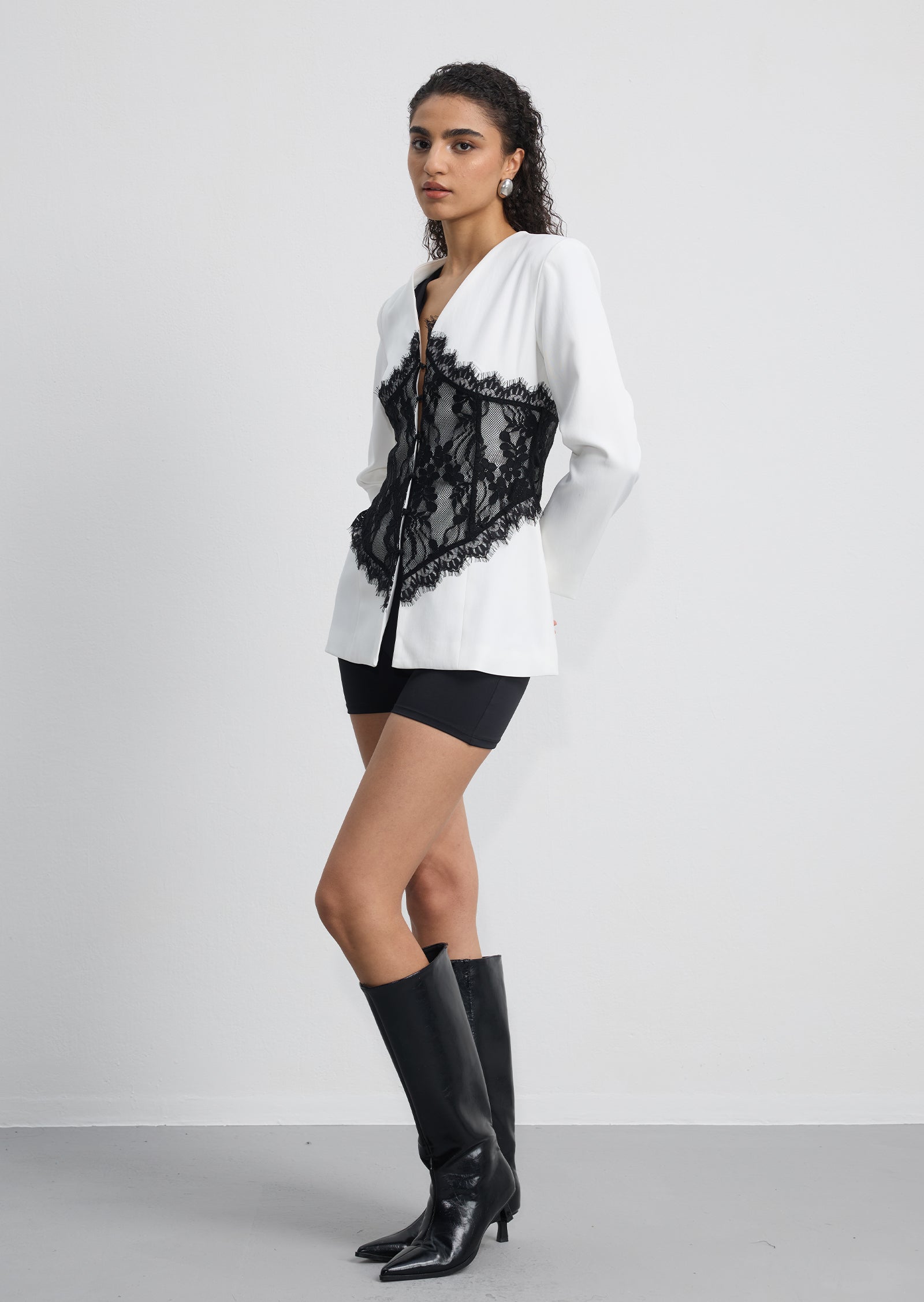 V Neck Lace-Trimmed Top