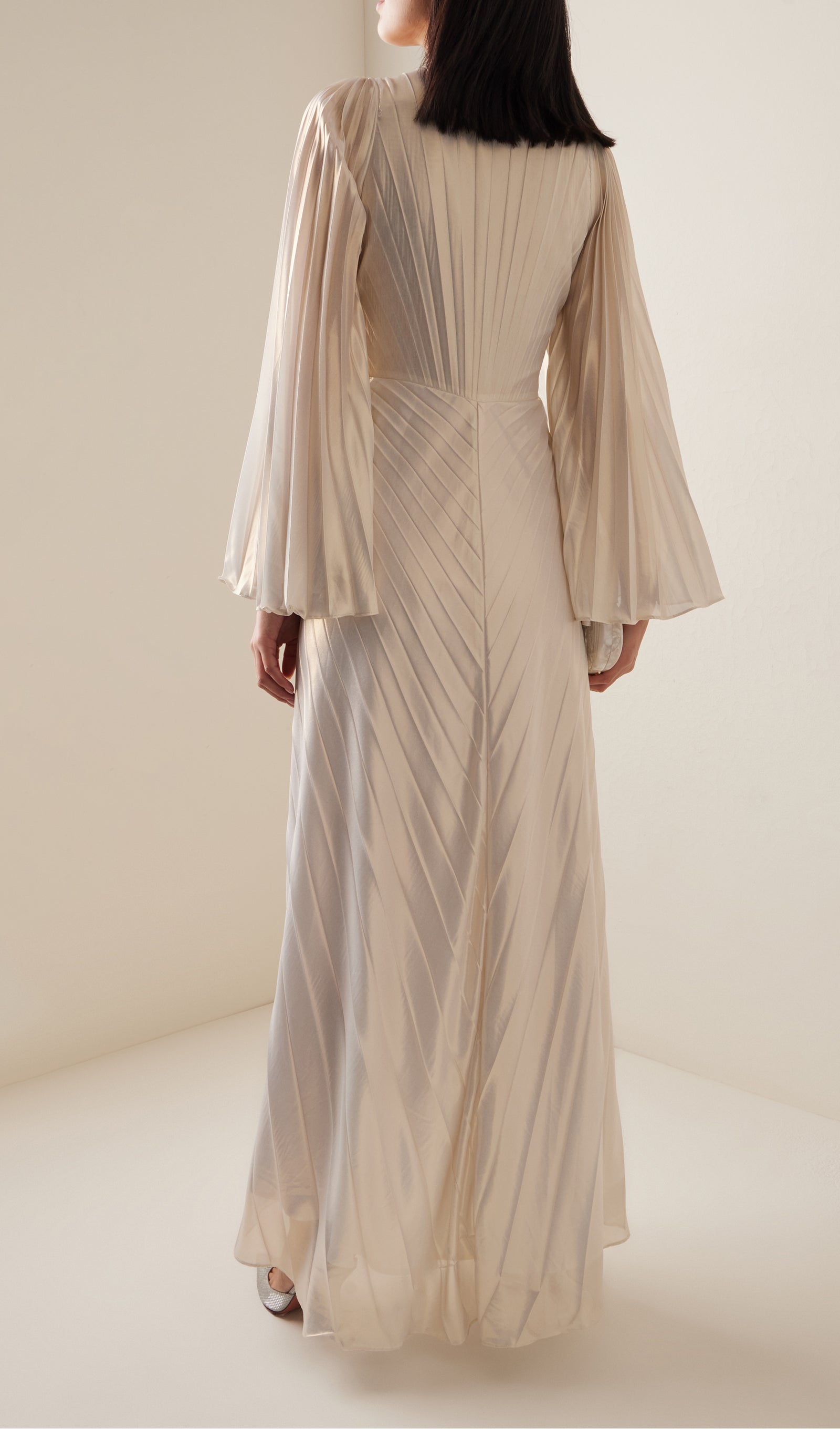 Metallic Pleated Maxi Dress