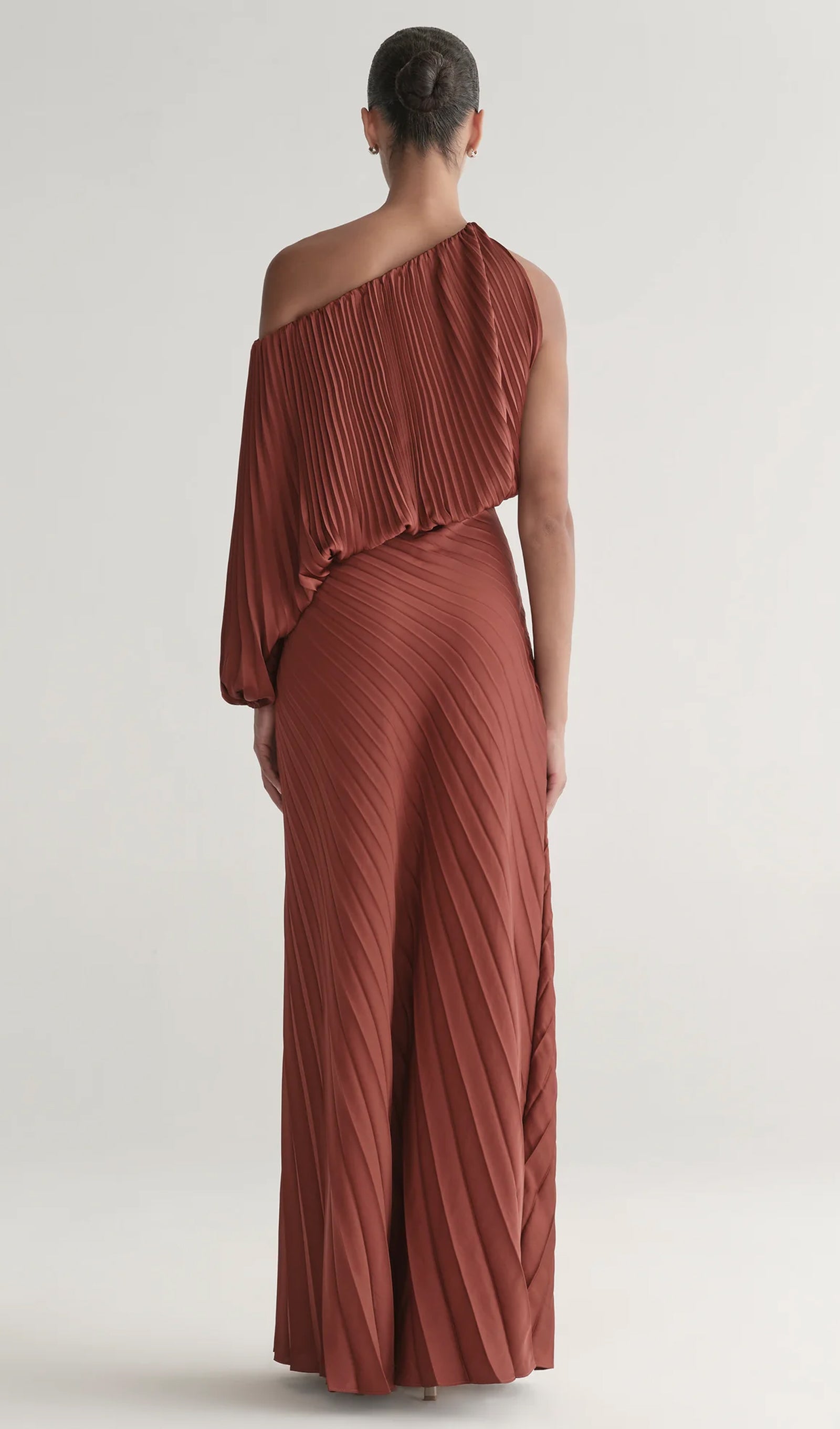 Pleated Asymmetric Top & Maxi Skirt Set