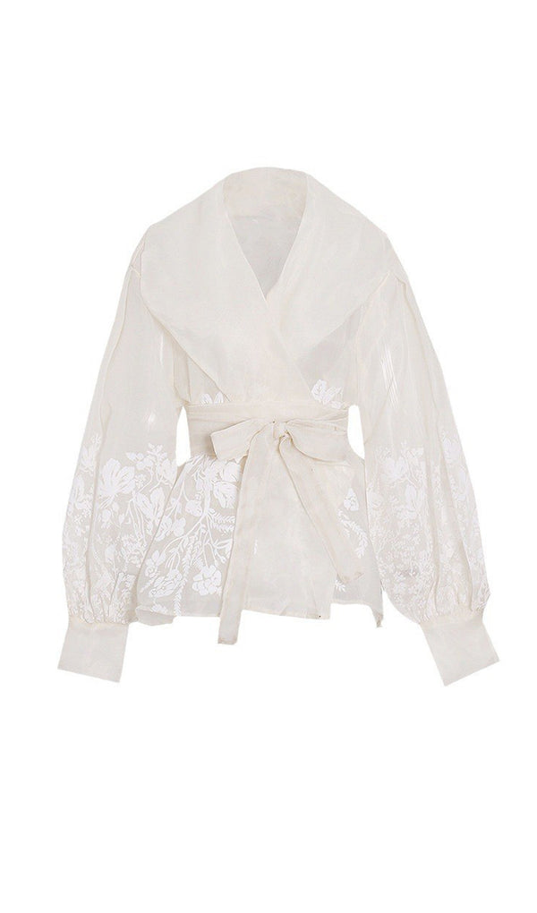 Midikleid in A-Linie mit Blumenmuster und Laternenärmeln