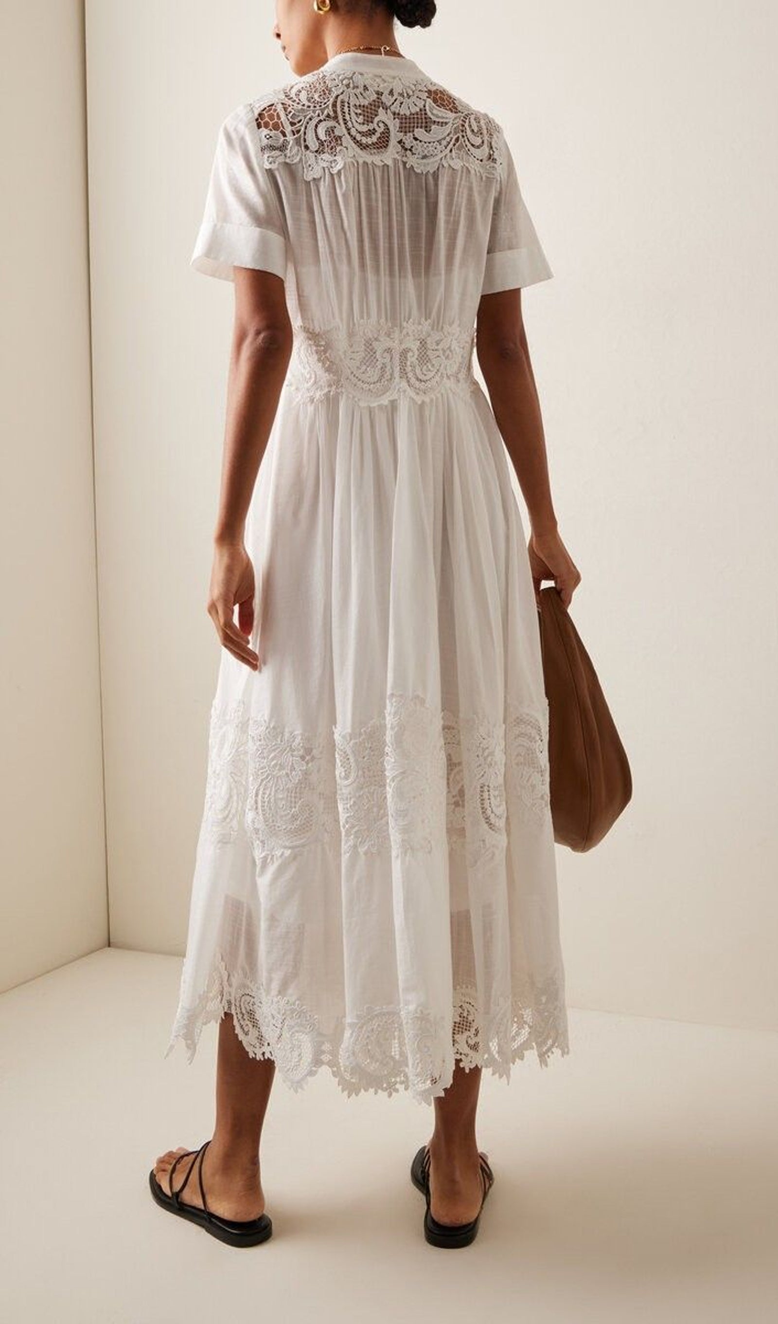 Midikleid in A-Linie mit Blumenmuster und Laternenärmeln