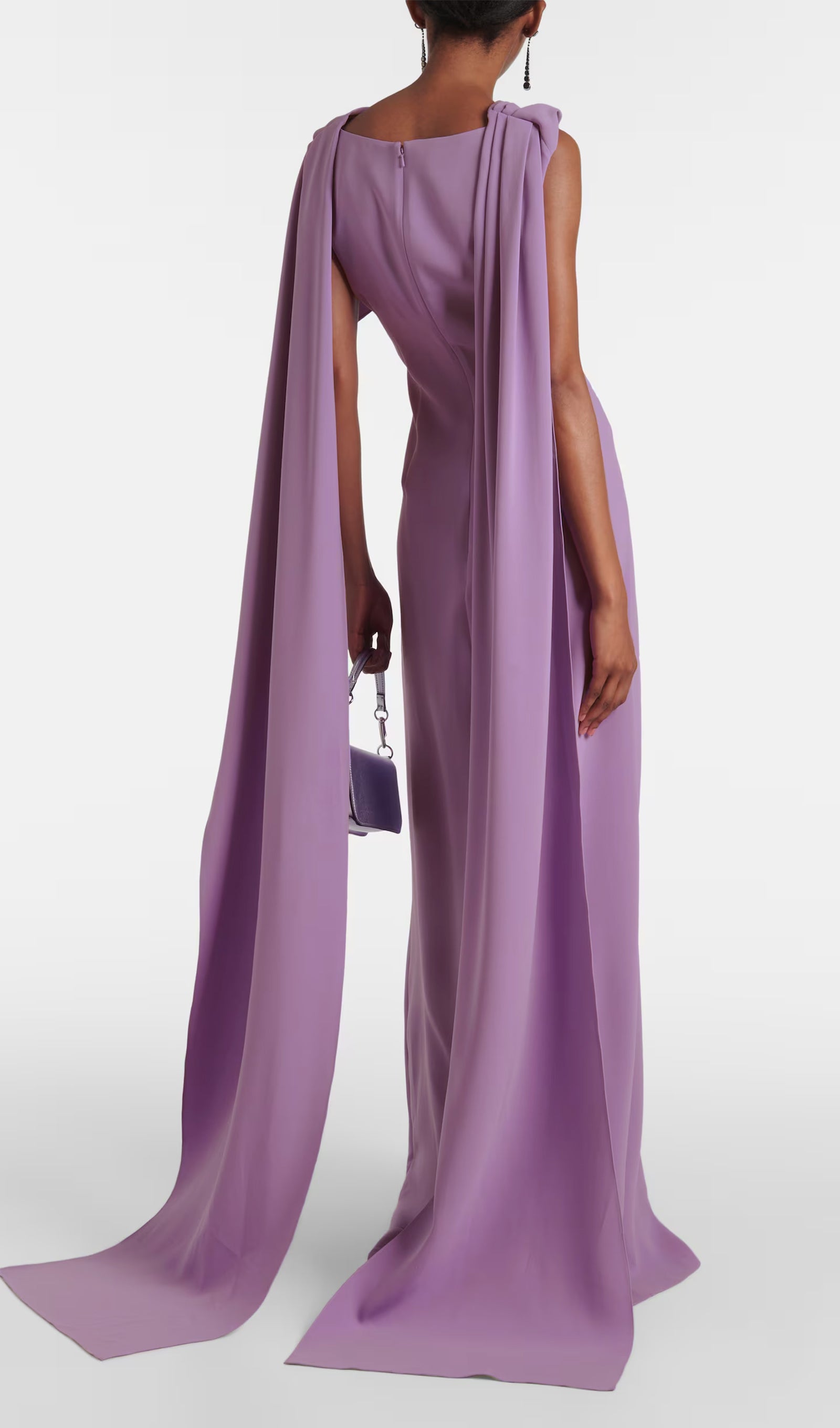Layali Rose Caped Silk Blend Georgette Gown