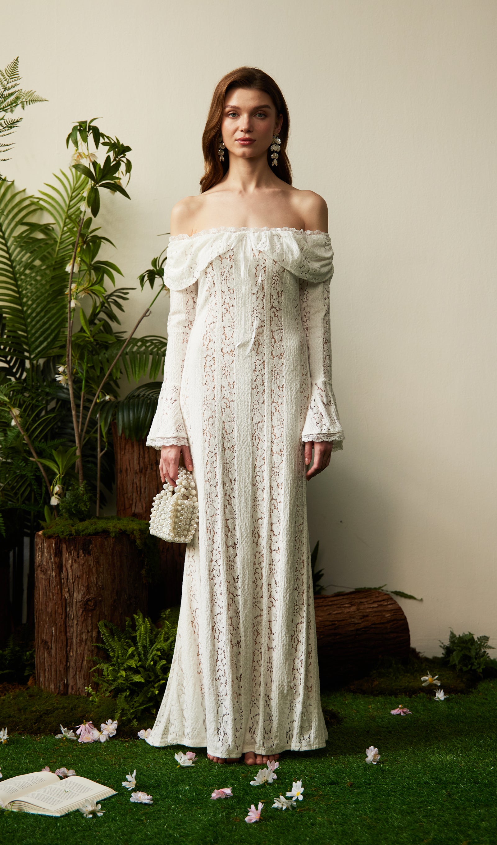 Midikleid in A-Linie mit Blumenmuster und Laternenärmeln