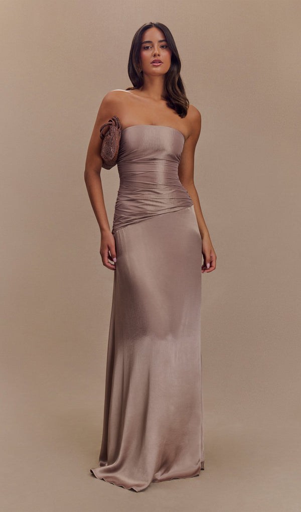 Strapless Taffeta Maxi Dress