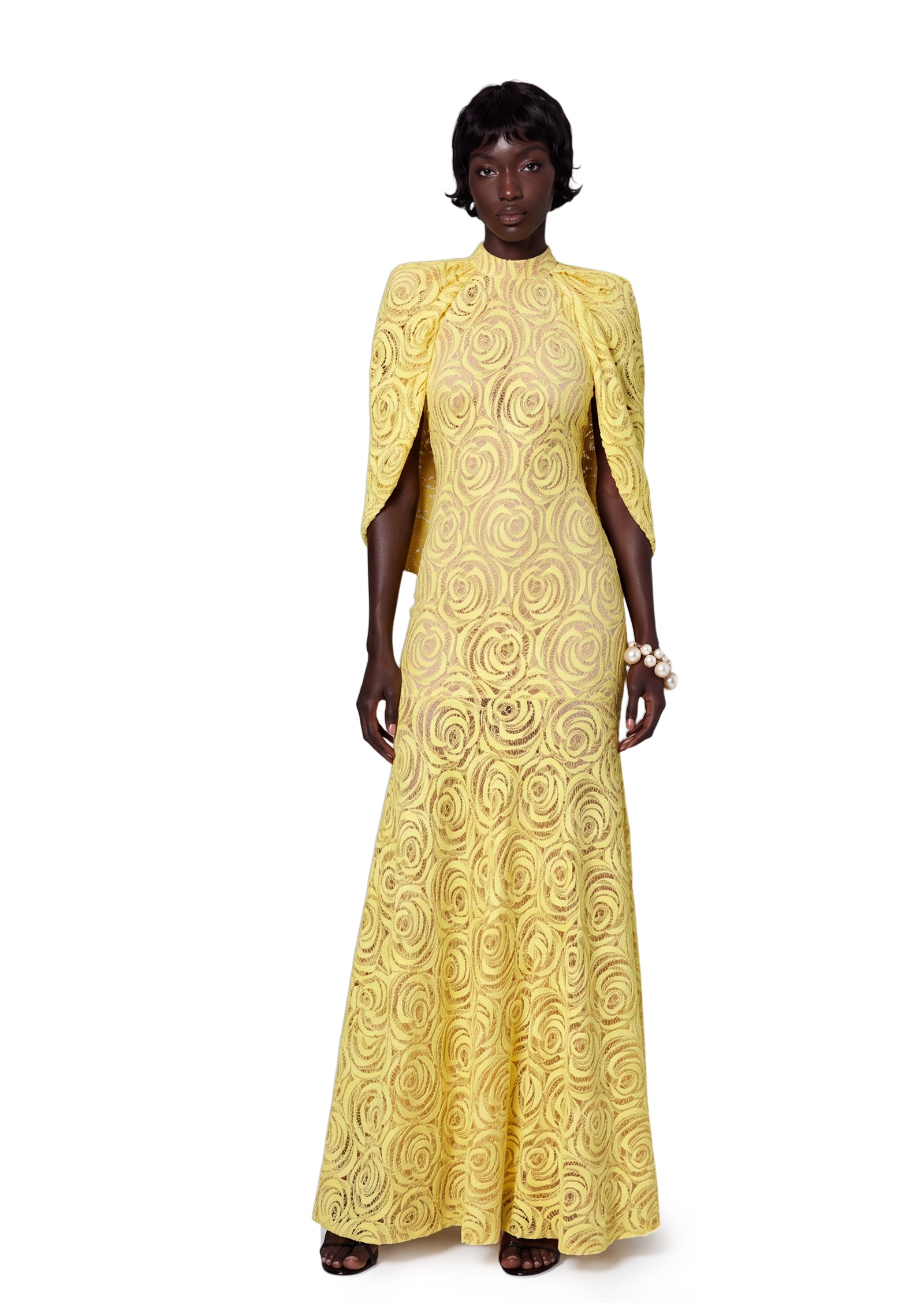Midikleid in A-Linie mit Blumenmuster und Laternenärmeln